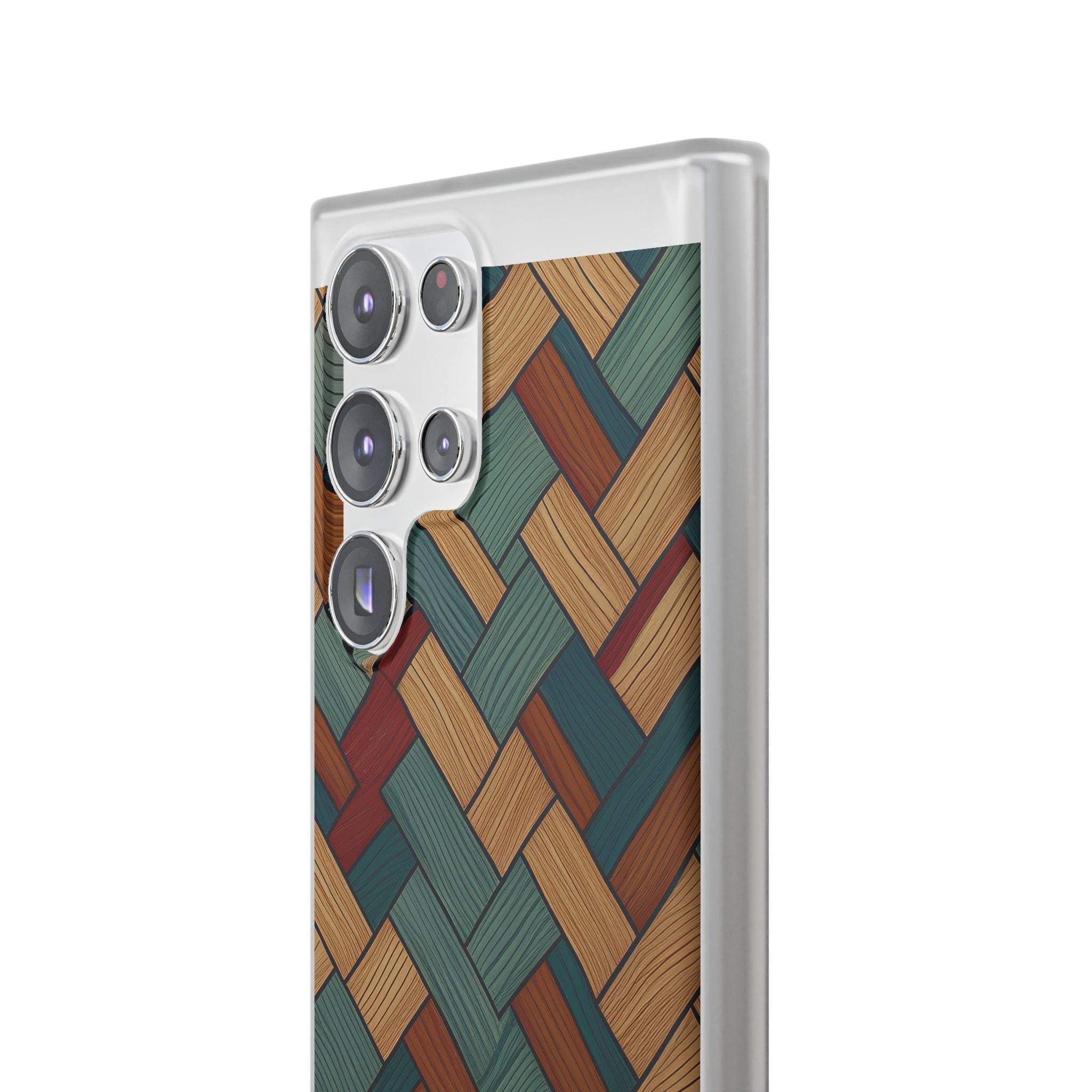 Woven Wood Pattern Phone Case — Rustic Geometric iPhone Flexi Case