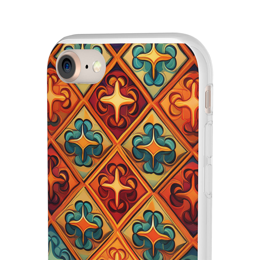 Vintage Tile Pattern Phone Case — Retro Moroccan Geometric Flexi Case