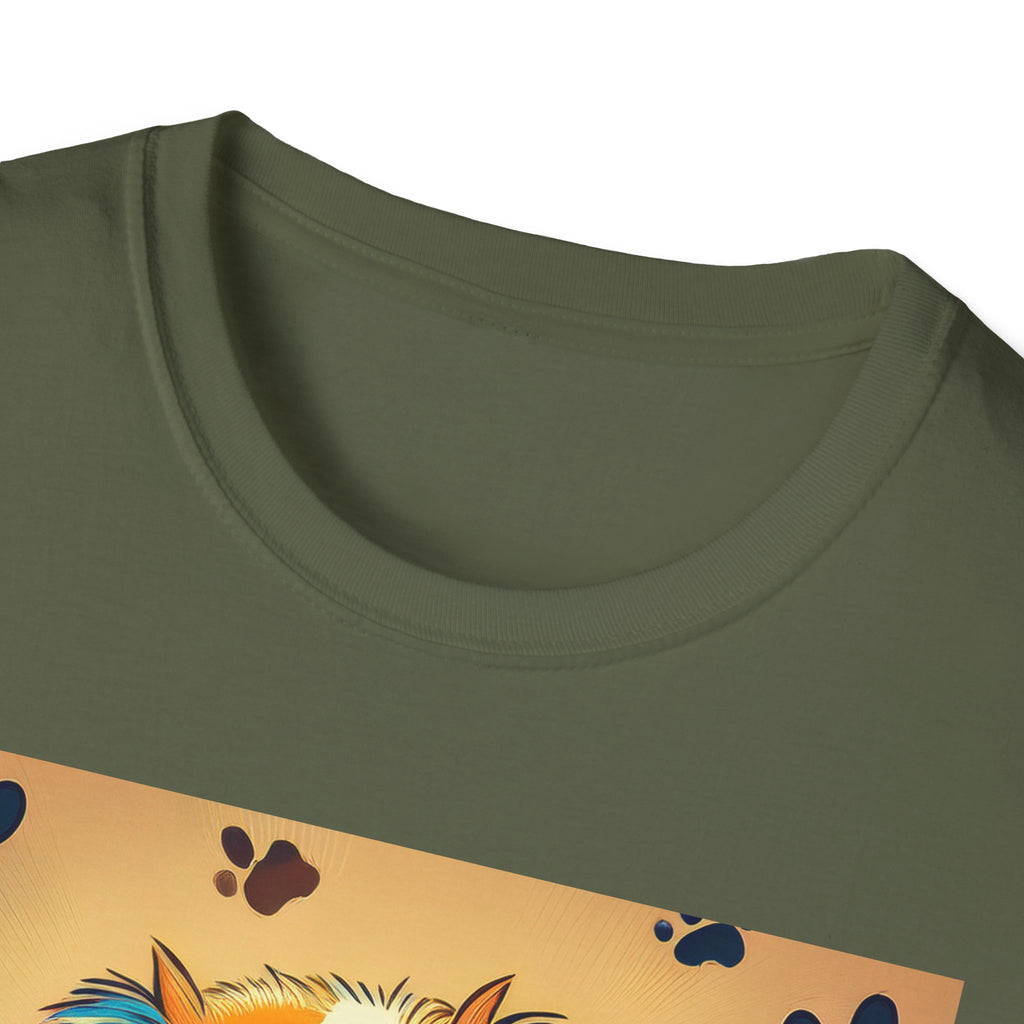 Cute Puppy Portrait T-Shirt — Colorful Paw Print Dog Graphic Tee