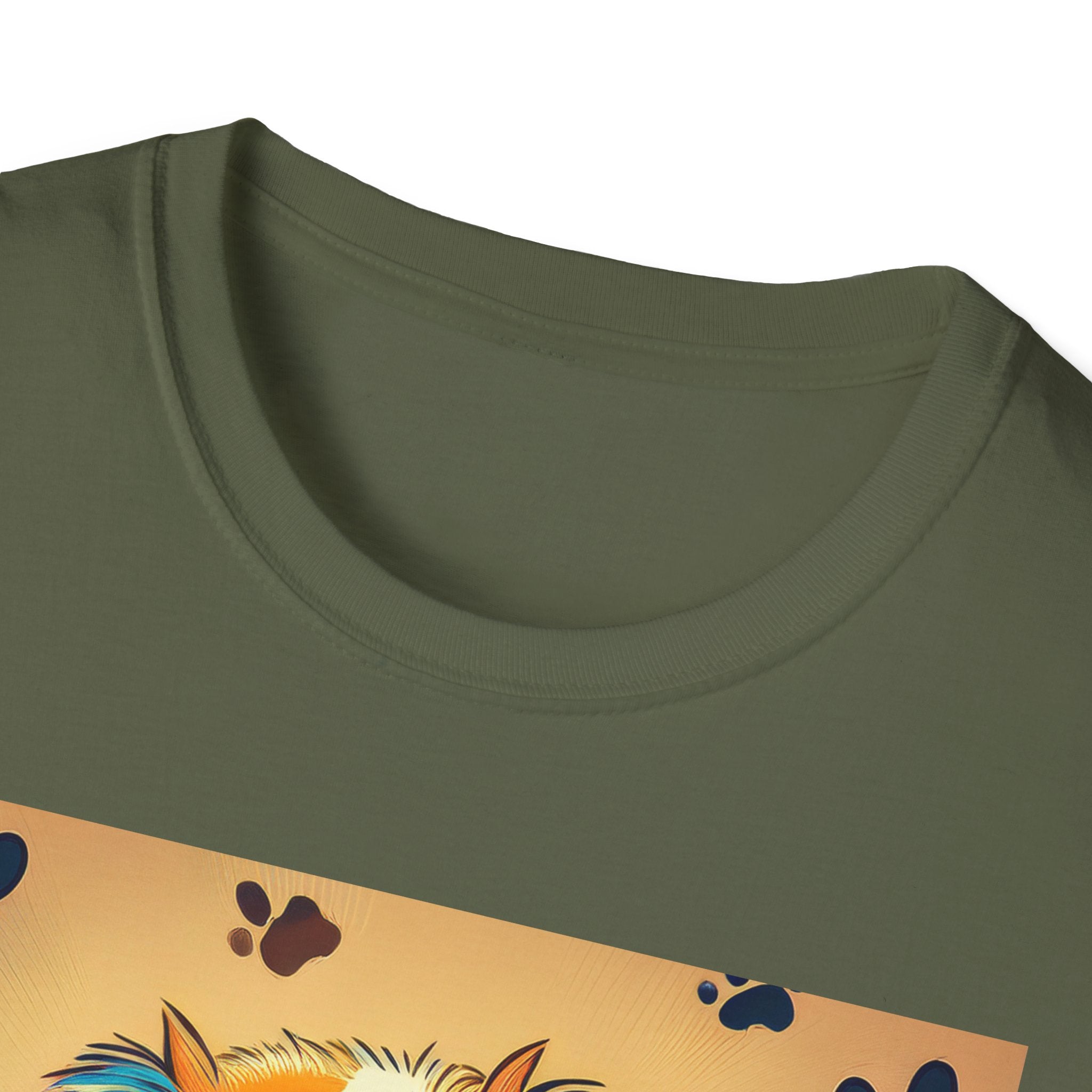 Cute Puppy Portrait T-Shirt — Colorful Paw Print Dog Graphic Tee