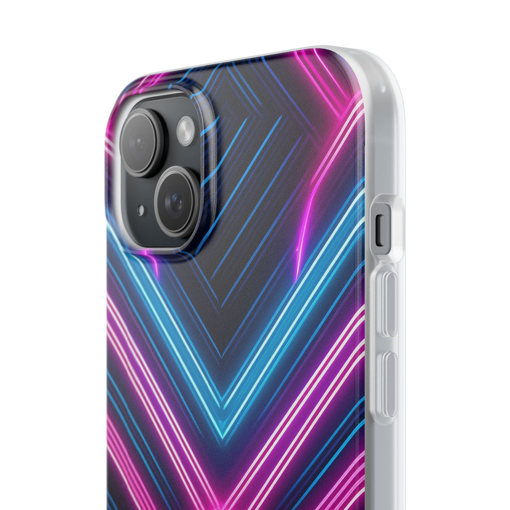 Neon Geometric Phone Case – Retro Vibes Blue & Pink Flexi Case