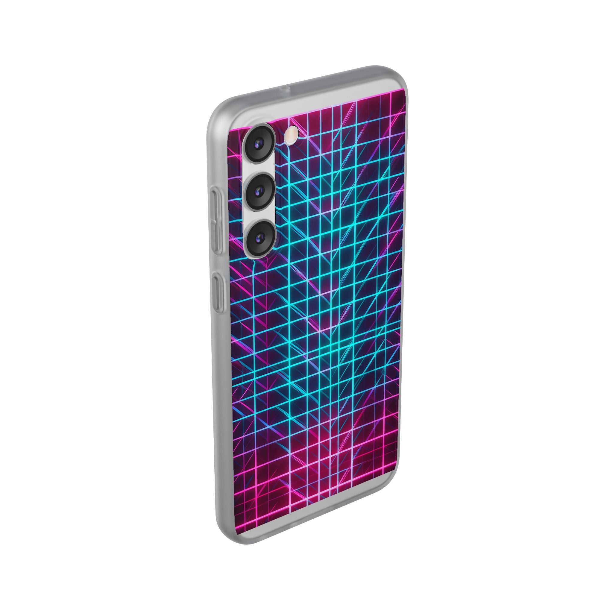 Retro Neon Grid Phone Case – 80s Vaporwave Geometric iPhone Cover