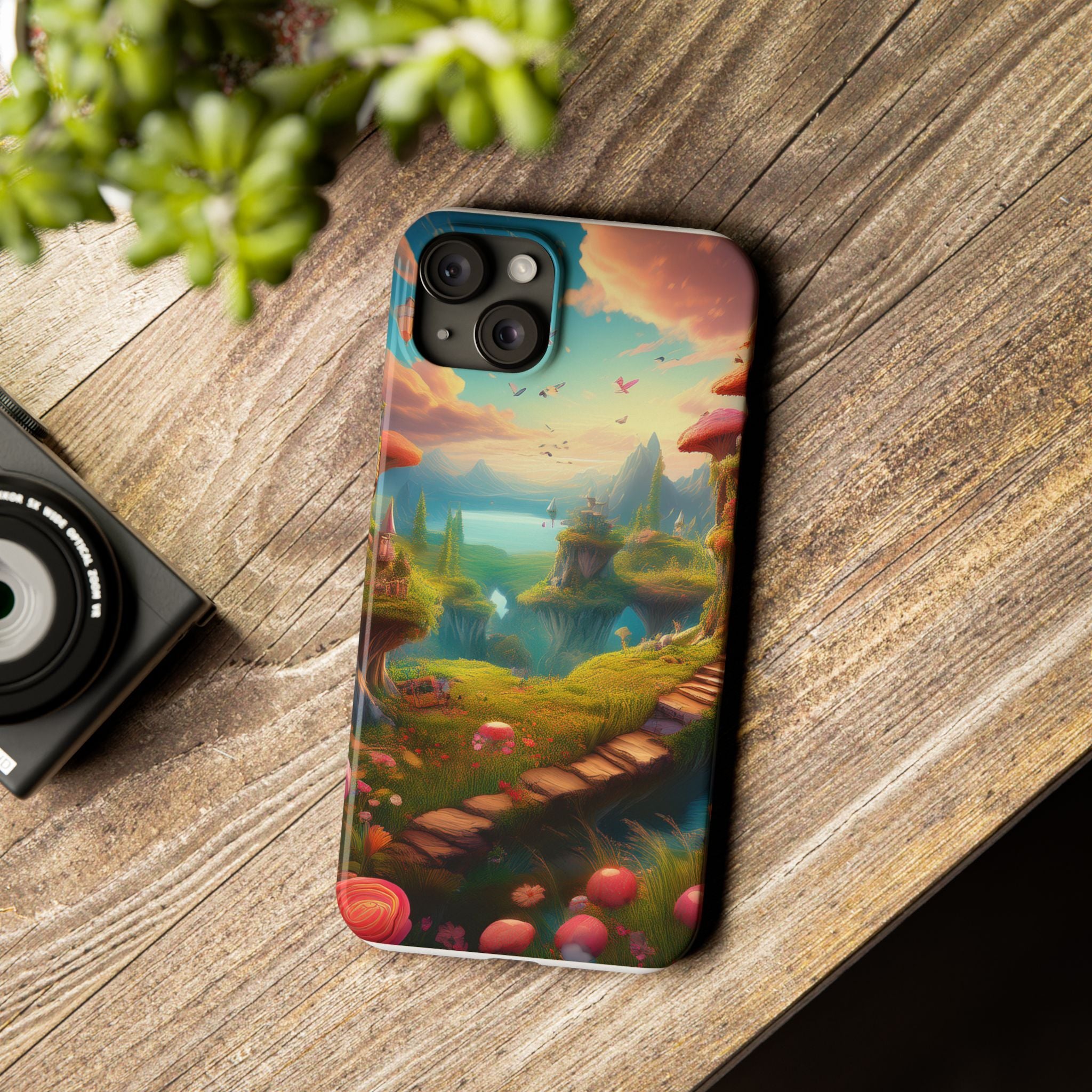 Fantasy Landscape Slim Phone Case — Enchanted Mushroom Path