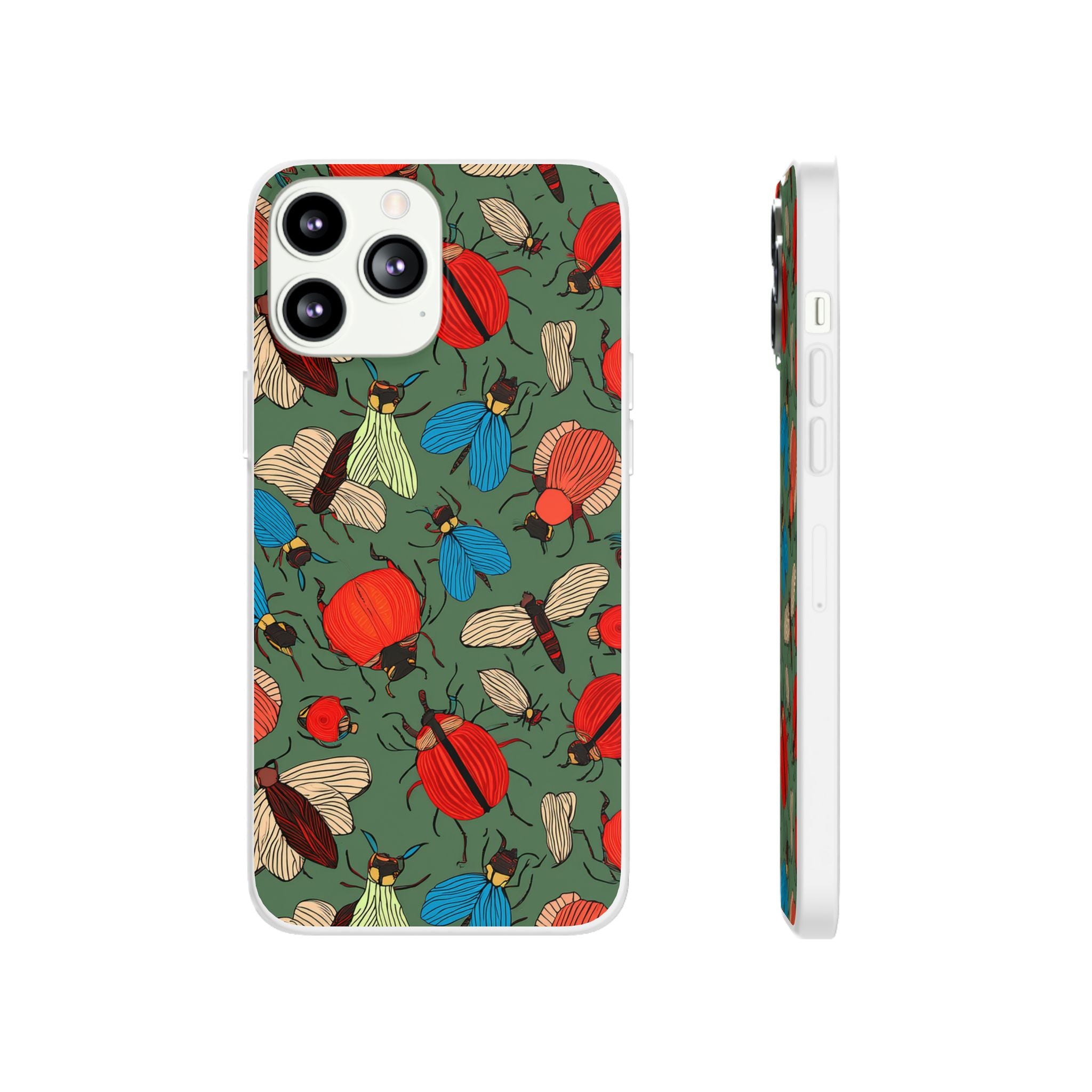 Bug Pattern Phone Case — Colorful Beetles & Flies Design
