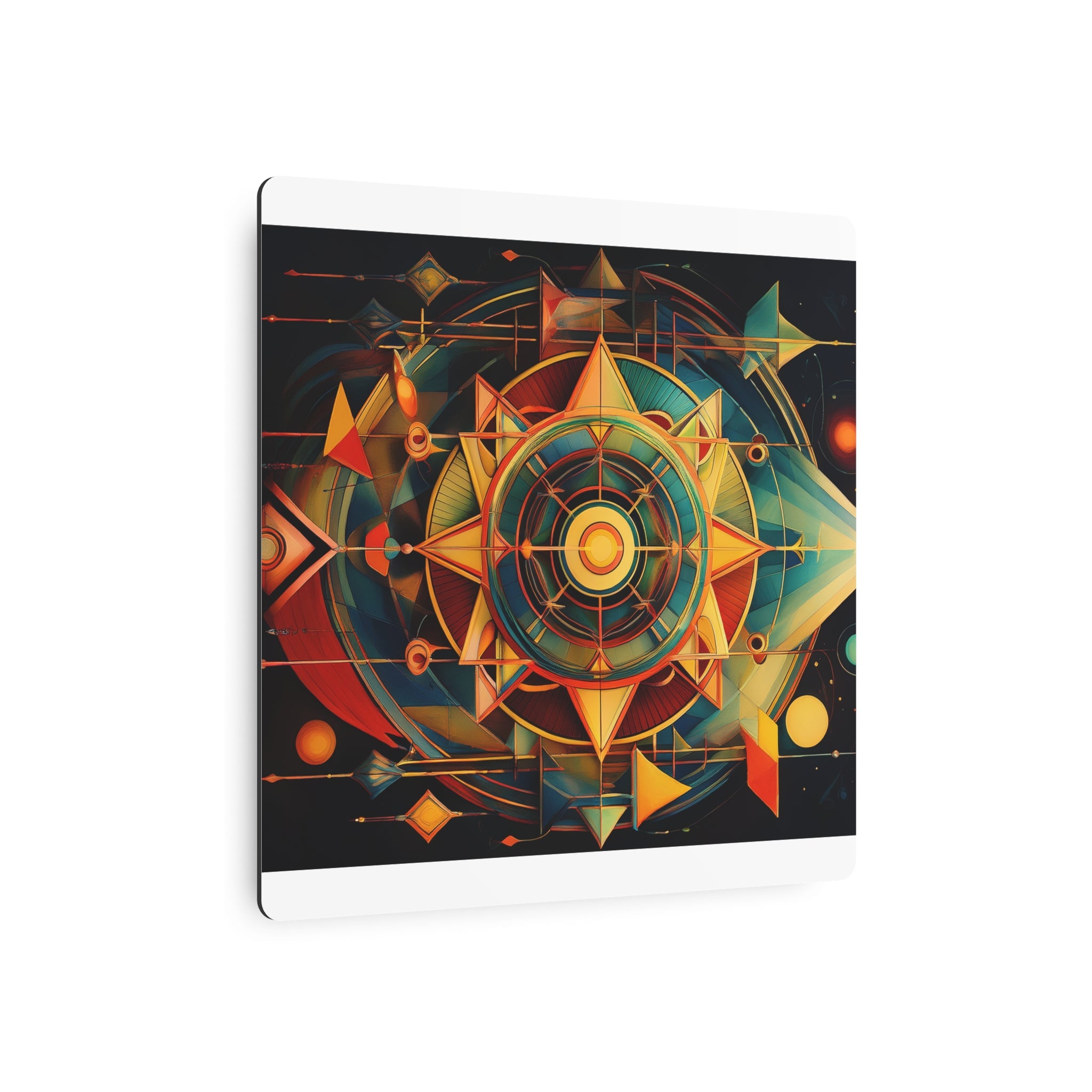 Geometric Compass Metal Art Sign — Abstract Nautical Wall Decor