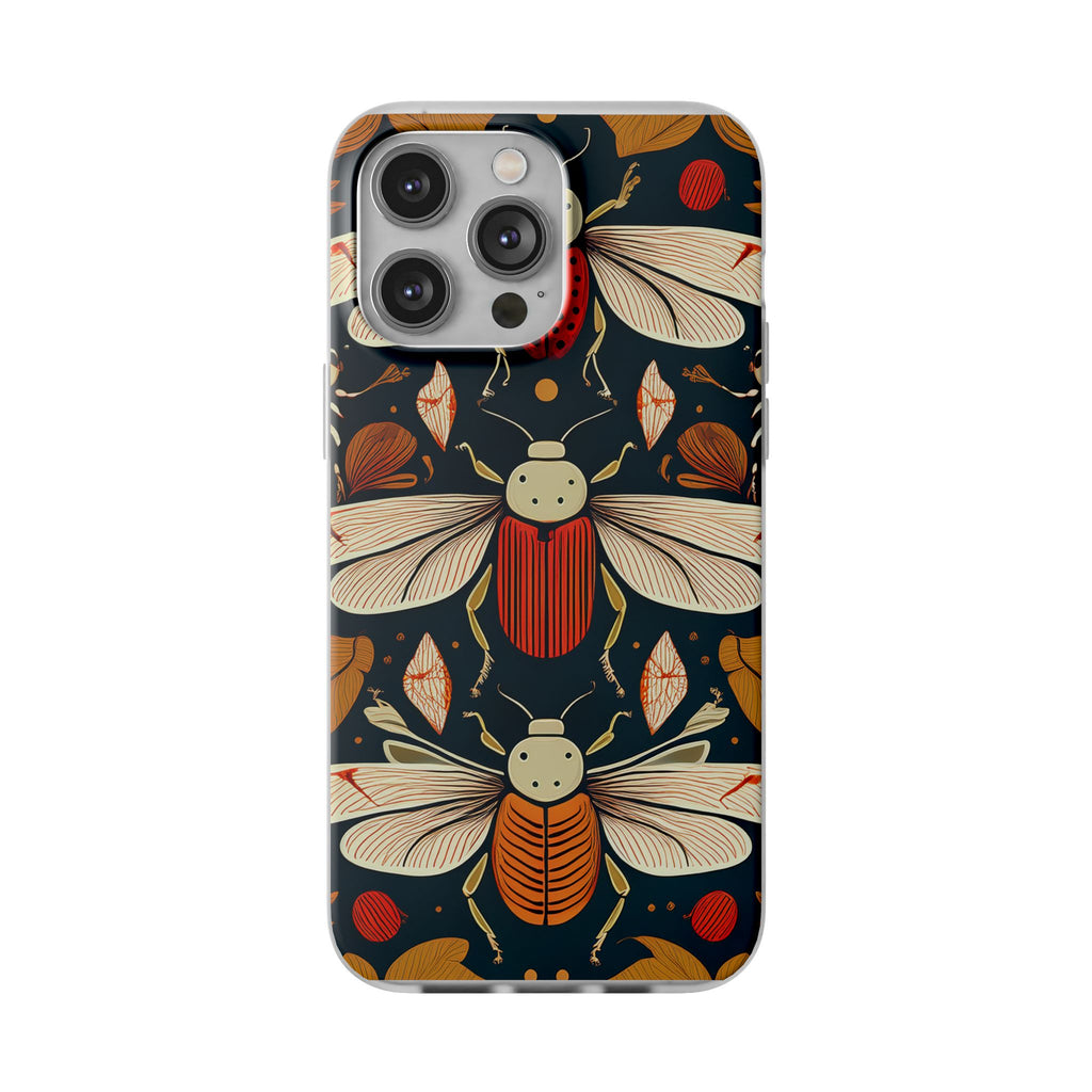 Bug Pattern Phone Case — Vintage Floral Firefly Design