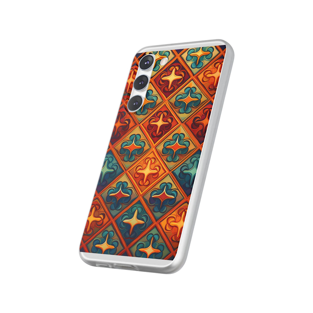Vintage Tile Pattern Phone Case — Retro Moroccan Geometric Flexi Case
