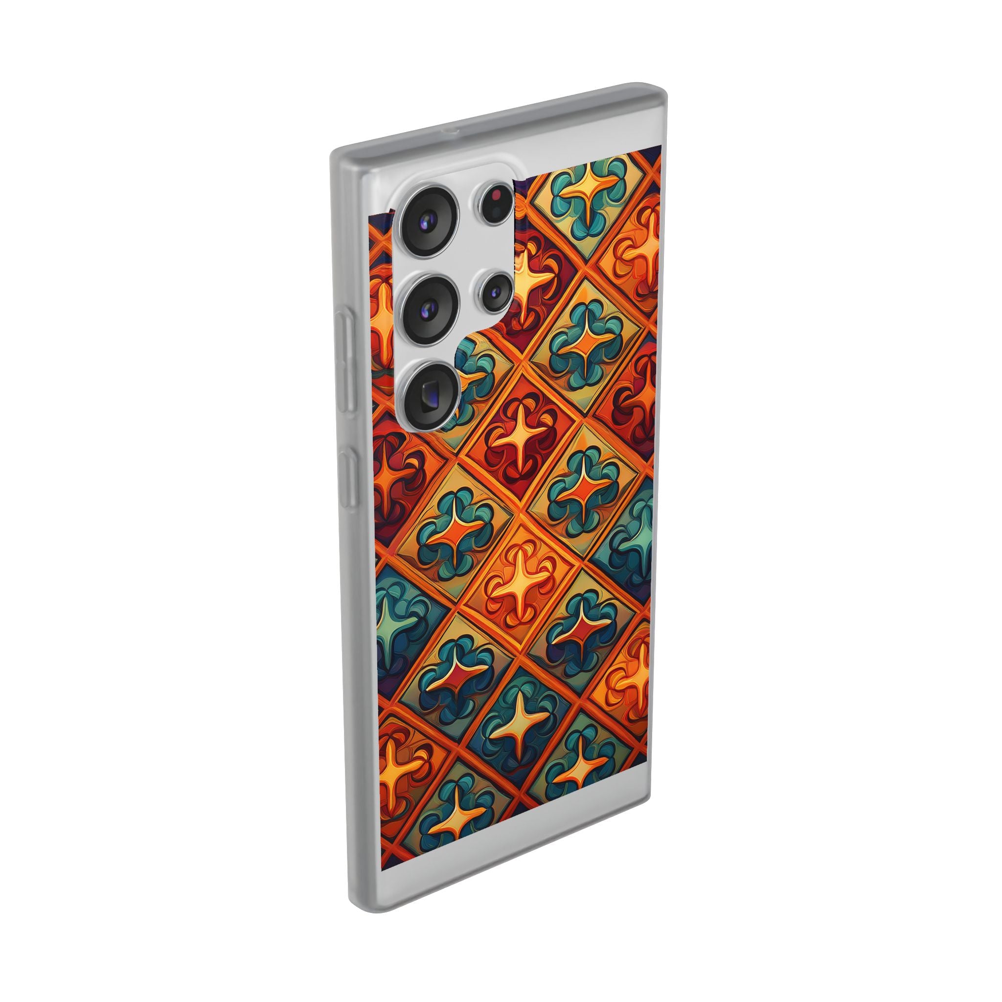 Vintage Tile Pattern Phone Case — Retro Moroccan Geometric Flexi Case