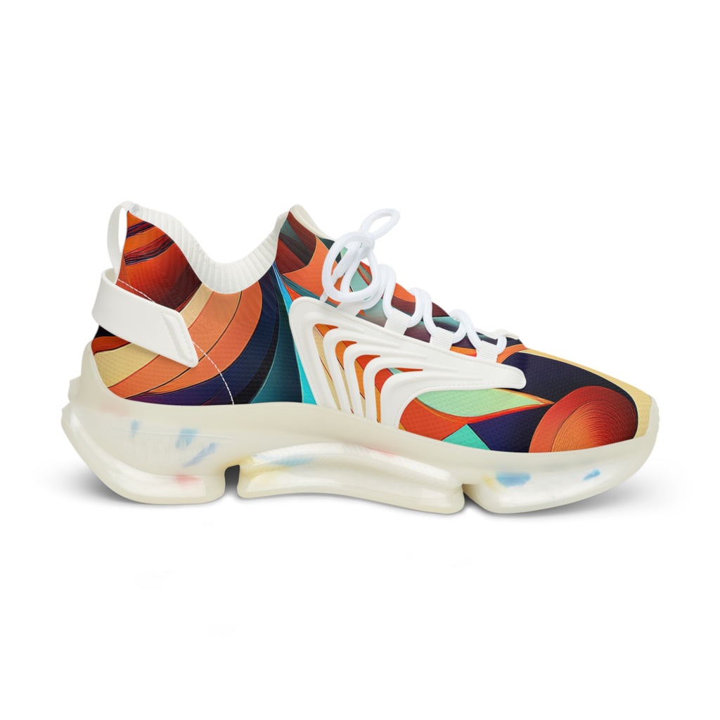 Mesh Sneakers — Retro Abstract Swirl Athletic Shoes