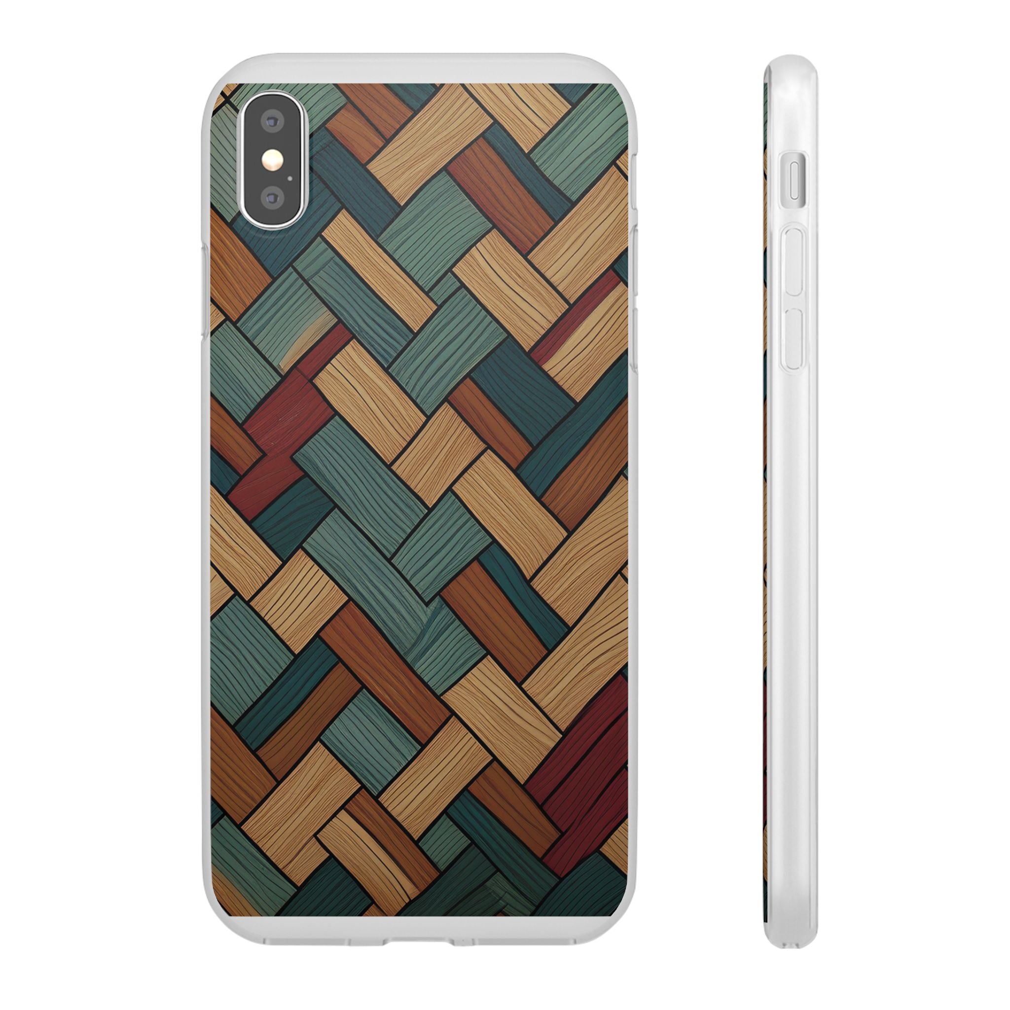 Woven Wood Pattern Phone Case — Rustic Geometric iPhone Flexi Case