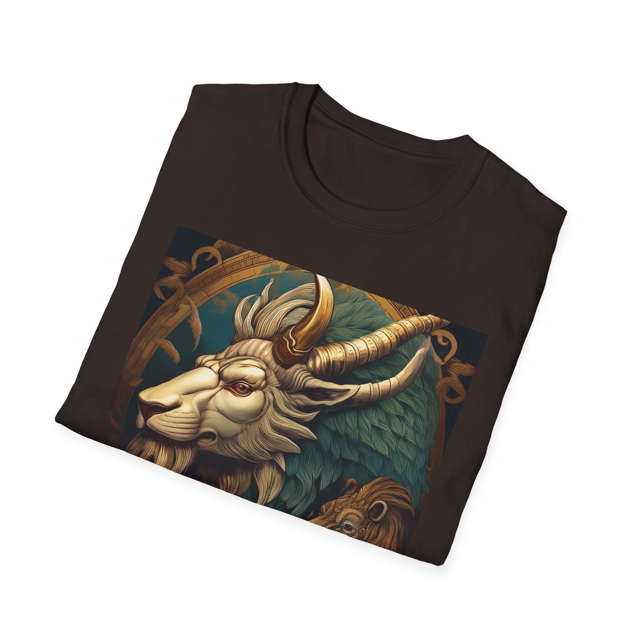 Mythical Beast Art T-Shirt — Majestic Ram & Goat Fantasy Illustration