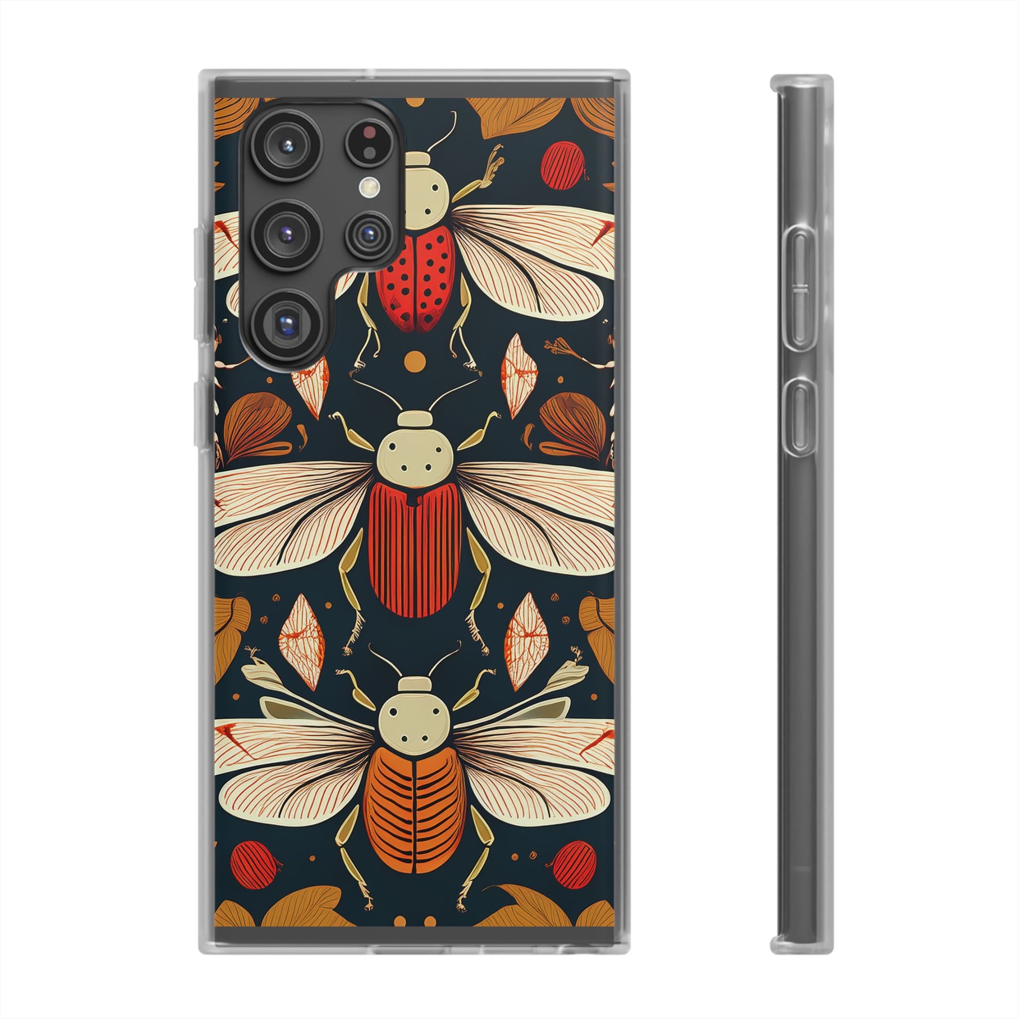 Bug Pattern Phone Case — Vintage Floral Firefly Design