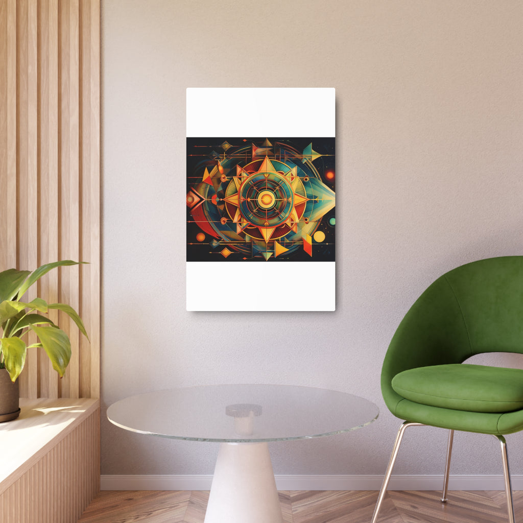 Geometric Compass Metal Art Sign — Abstract Nautical Wall Decor
