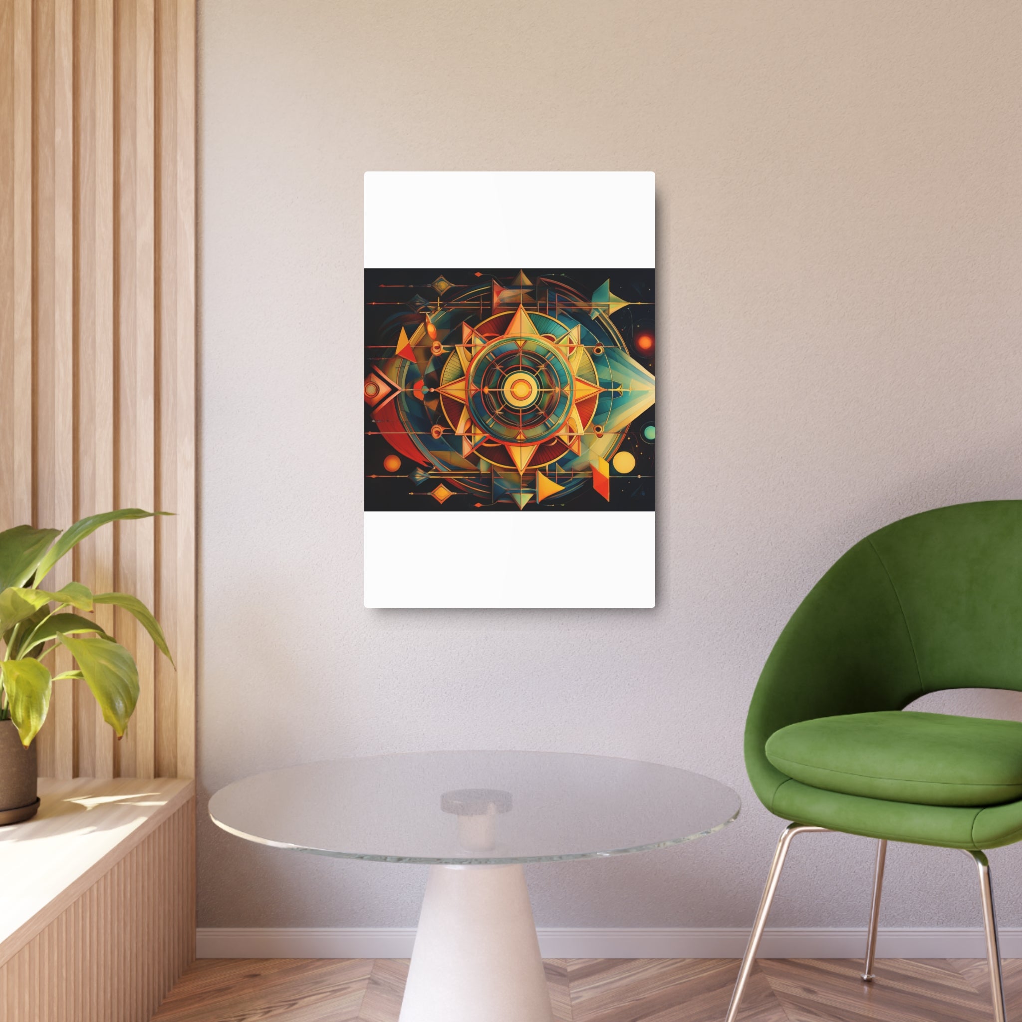 Geometric Compass Metal Art Sign — Abstract Nautical Wall Decor