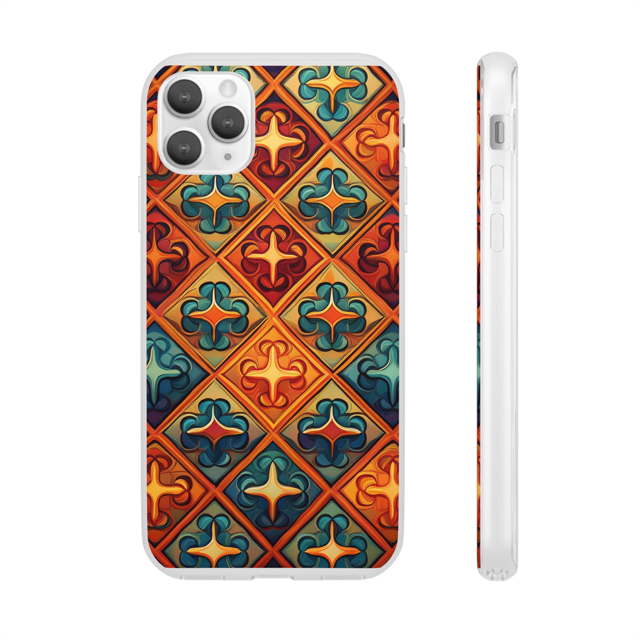 Vintage Tile Pattern Phone Case — Retro Moroccan Geometric Flexi Case