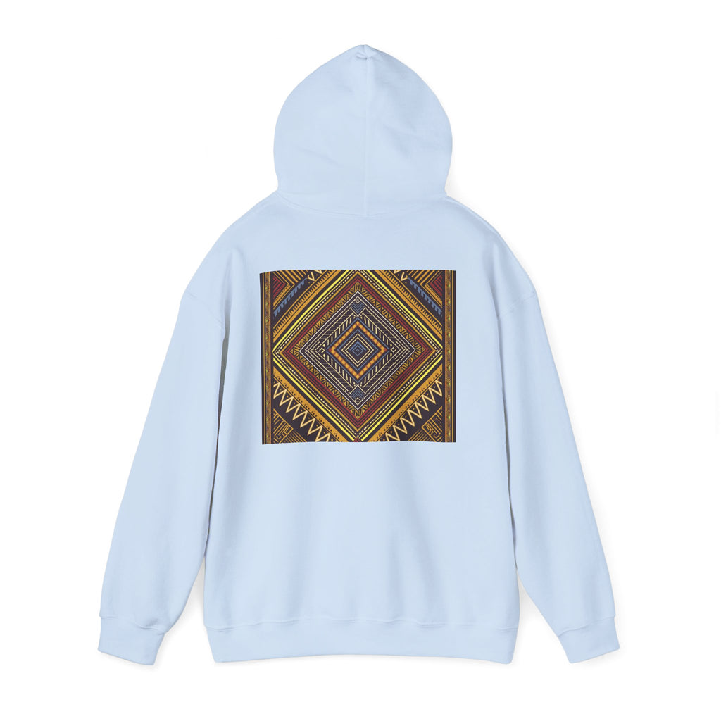 Boho Geometric Diamond Hoodie – Earthy Tribal Pattern Pullover