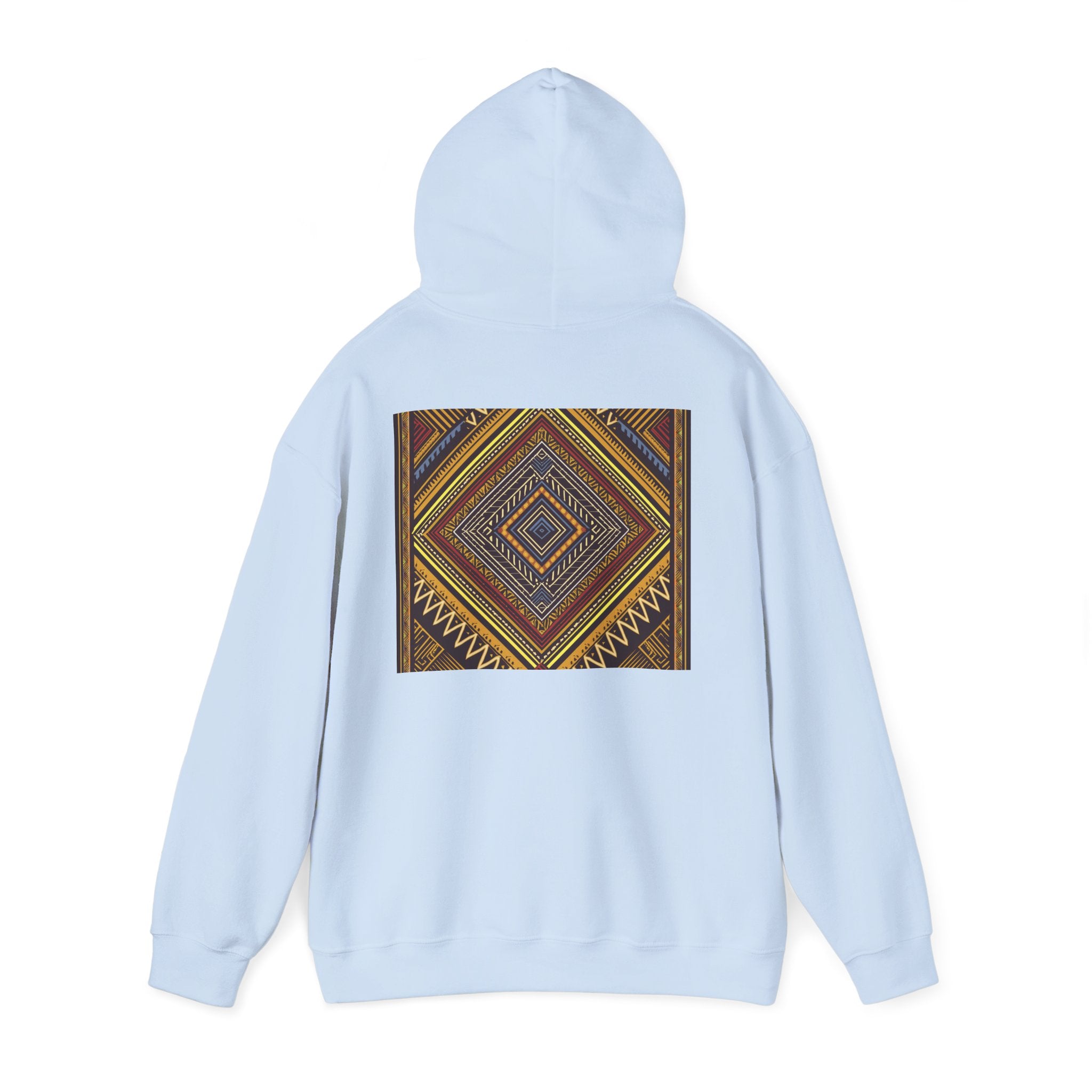 Boho Geometric Diamond Hoodie – Earthy Tribal Pattern Pullover