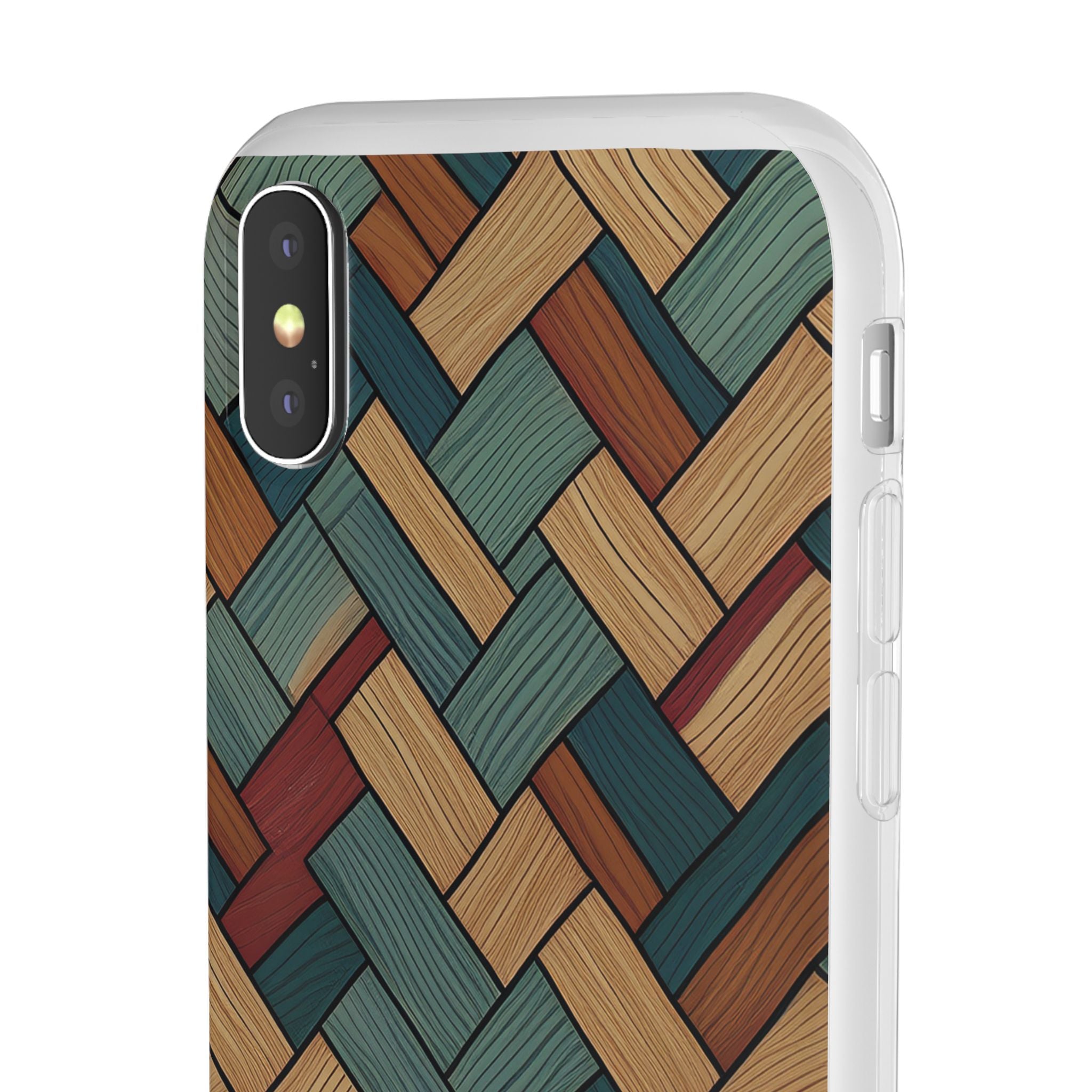 Woven Wood Pattern Phone Case — Rustic Geometric iPhone Flexi Case