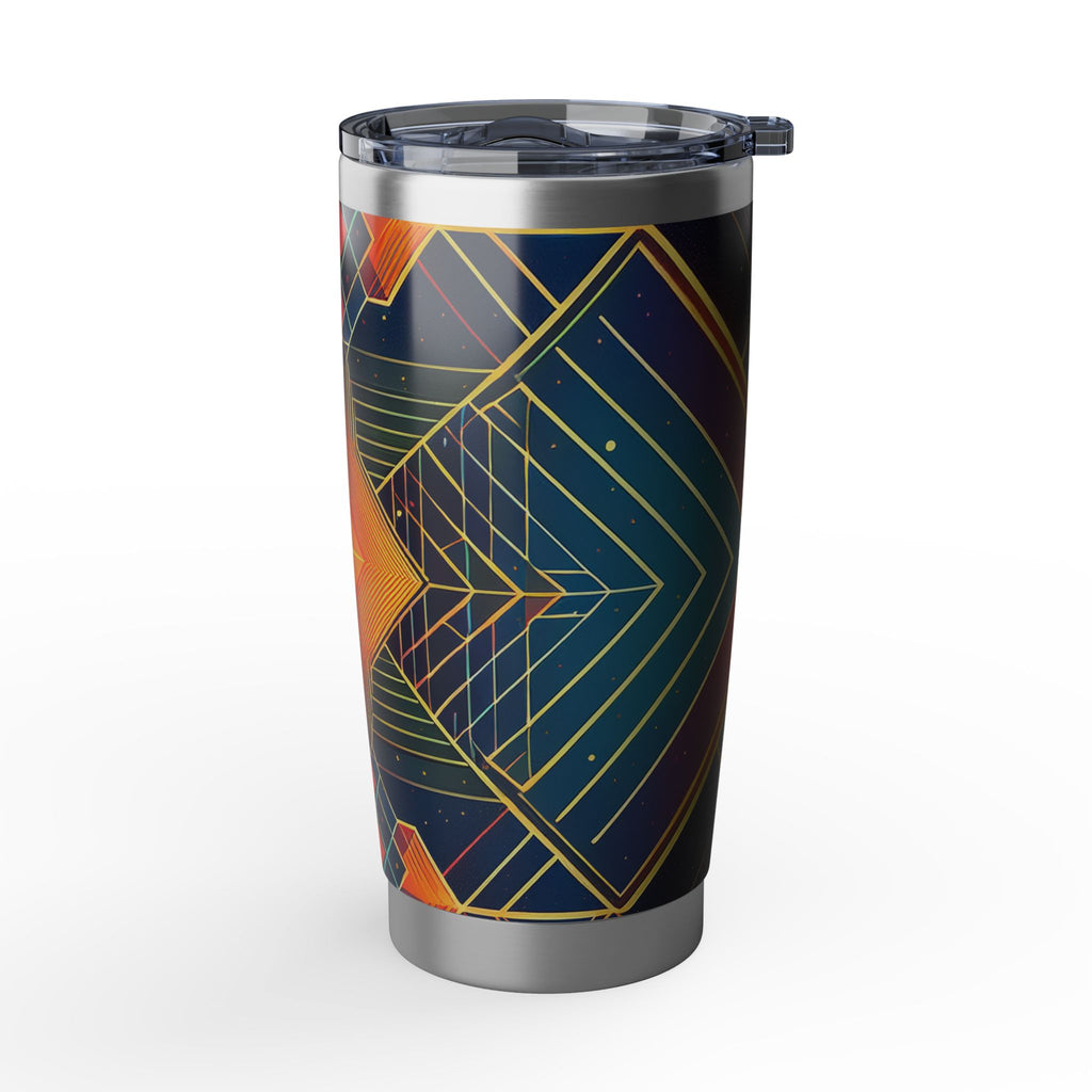 Geometric Vagabond 20oz Tumbler — Retro Neon Diamond Travel Cup