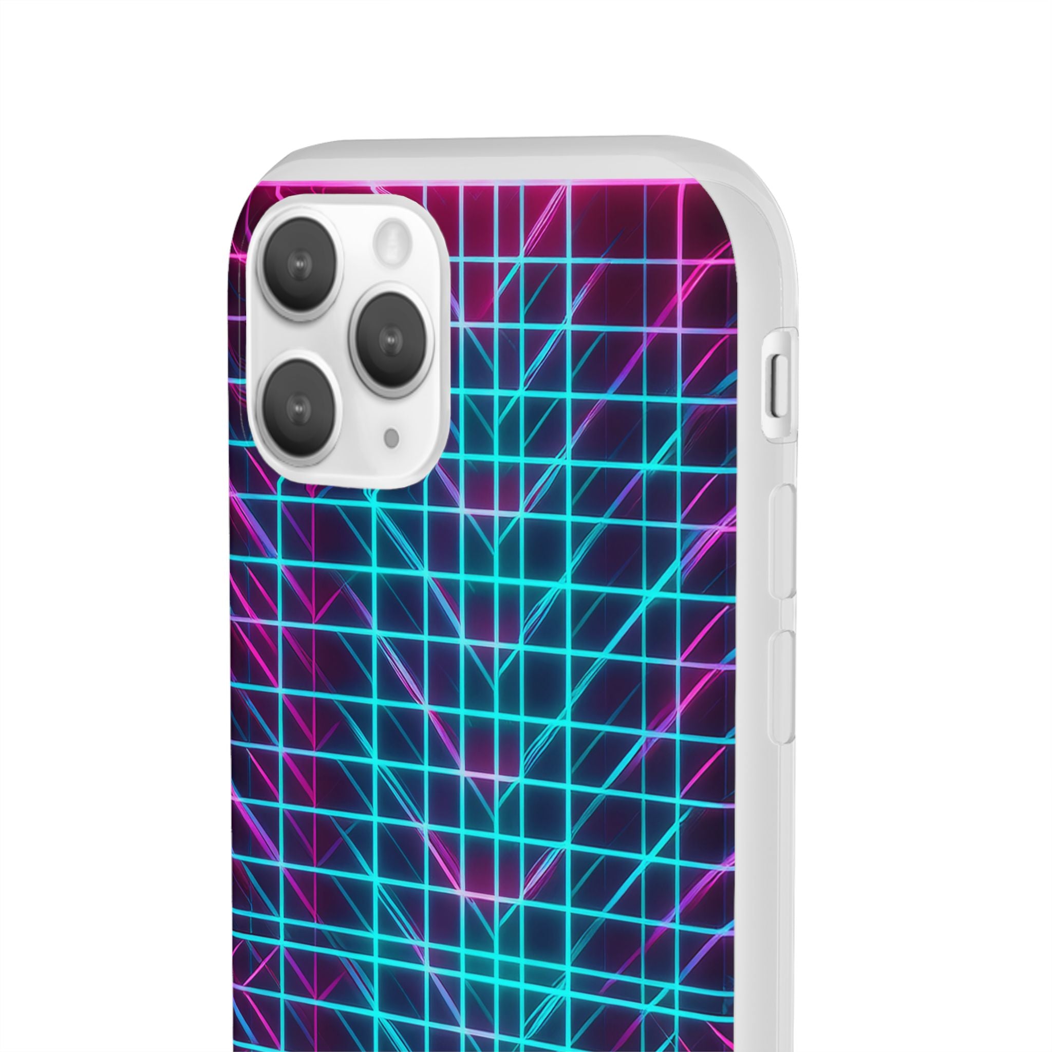 Retro Neon Grid Phone Case – 80s Vaporwave Geometric iPhone Cover