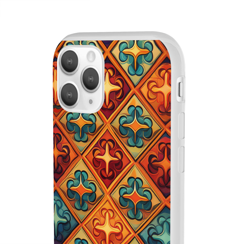 Vintage Tile Pattern Phone Case — Retro Moroccan Geometric Flexi Case