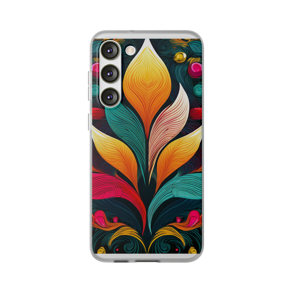 Floral Swirl Phone Case — Vibrant Boho Leaf Art Protective Cover