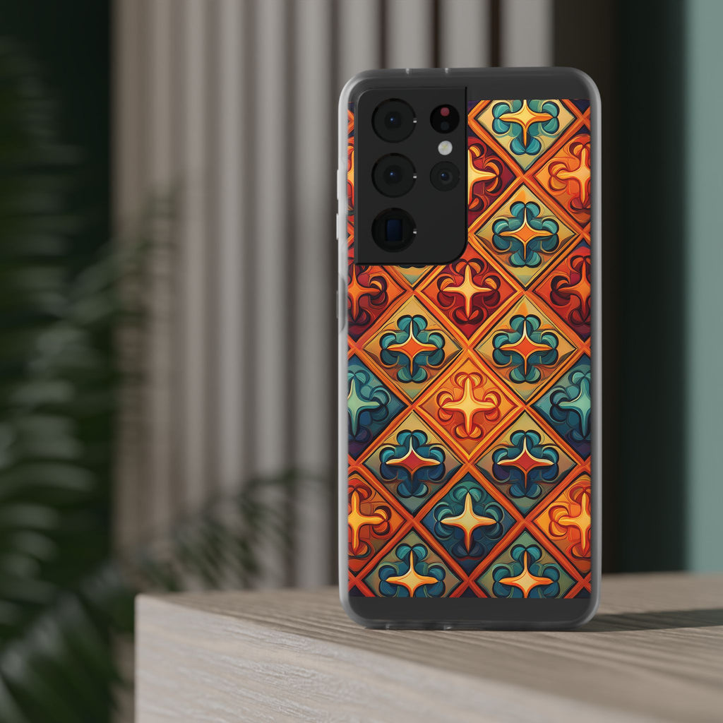 Vintage Tile Pattern Phone Case — Retro Moroccan Geometric Flexi Case
