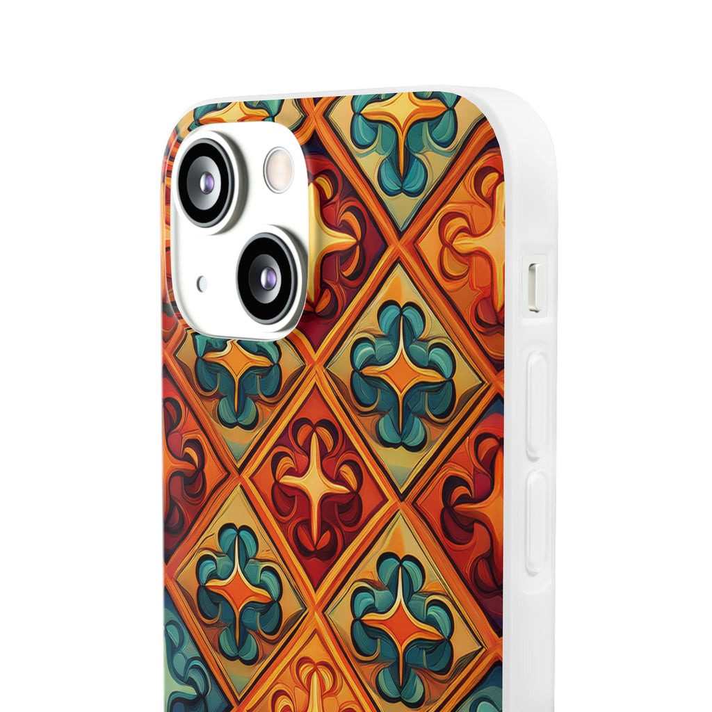 Vintage Tile Pattern Phone Case — Retro Moroccan Geometric Flexi Case