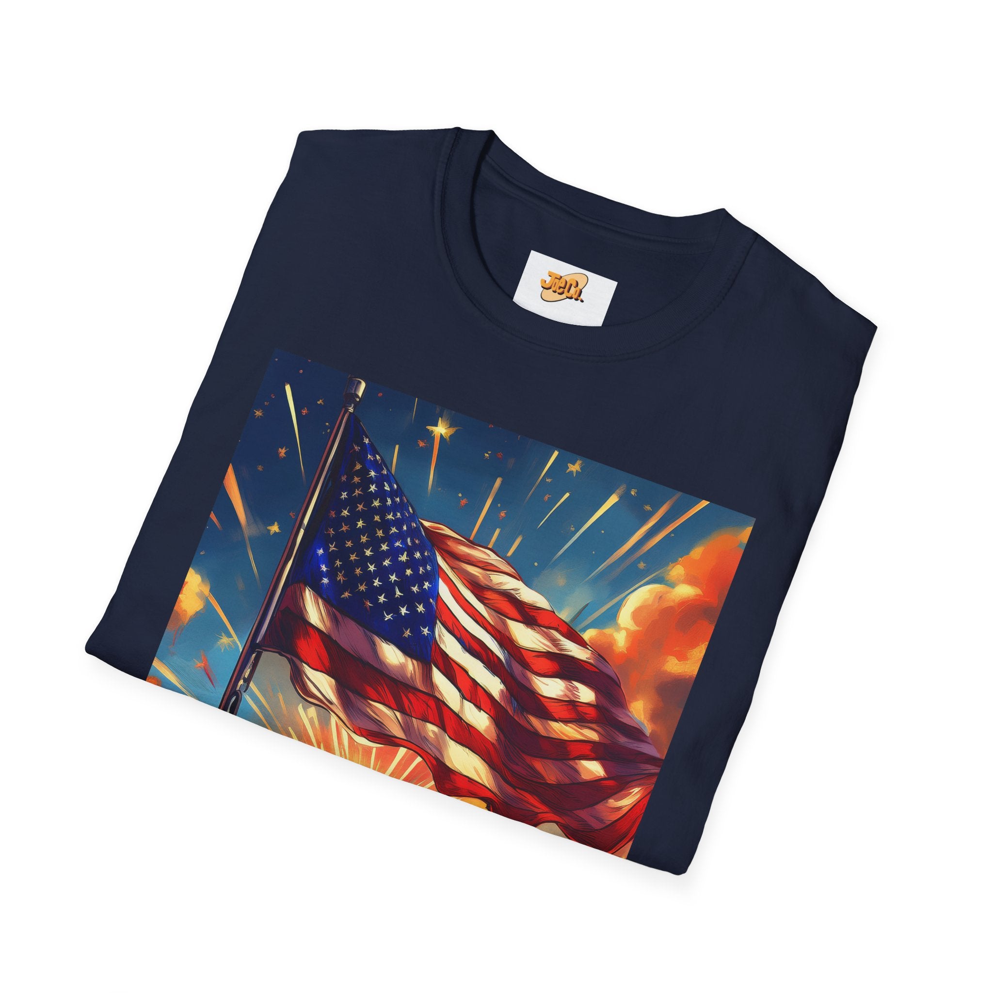American Flag Sunrise T-Shirt — Patriotic USA Sunset Graphic Tee