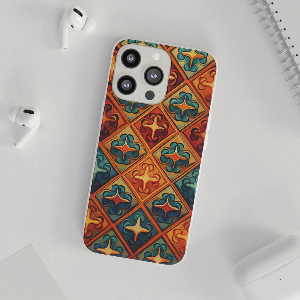 Vintage Tile Pattern Phone Case — Retro Moroccan Geometric Flexi Case