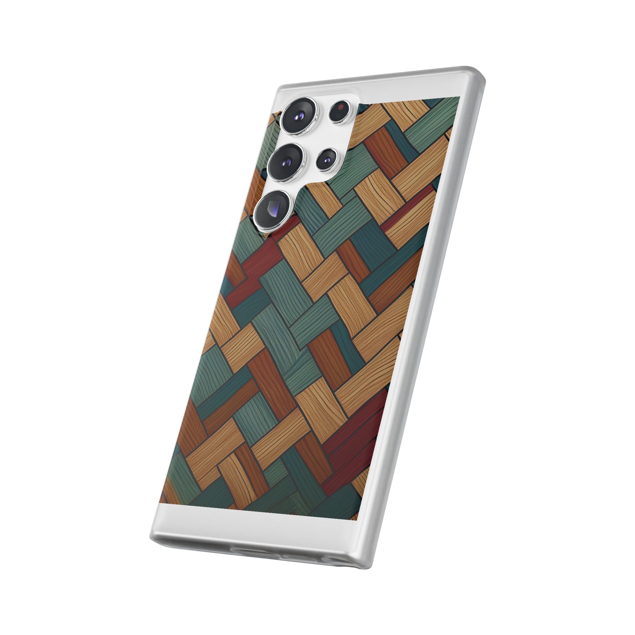 Woven Wood Pattern Phone Case — Rustic Geometric iPhone Flexi Case