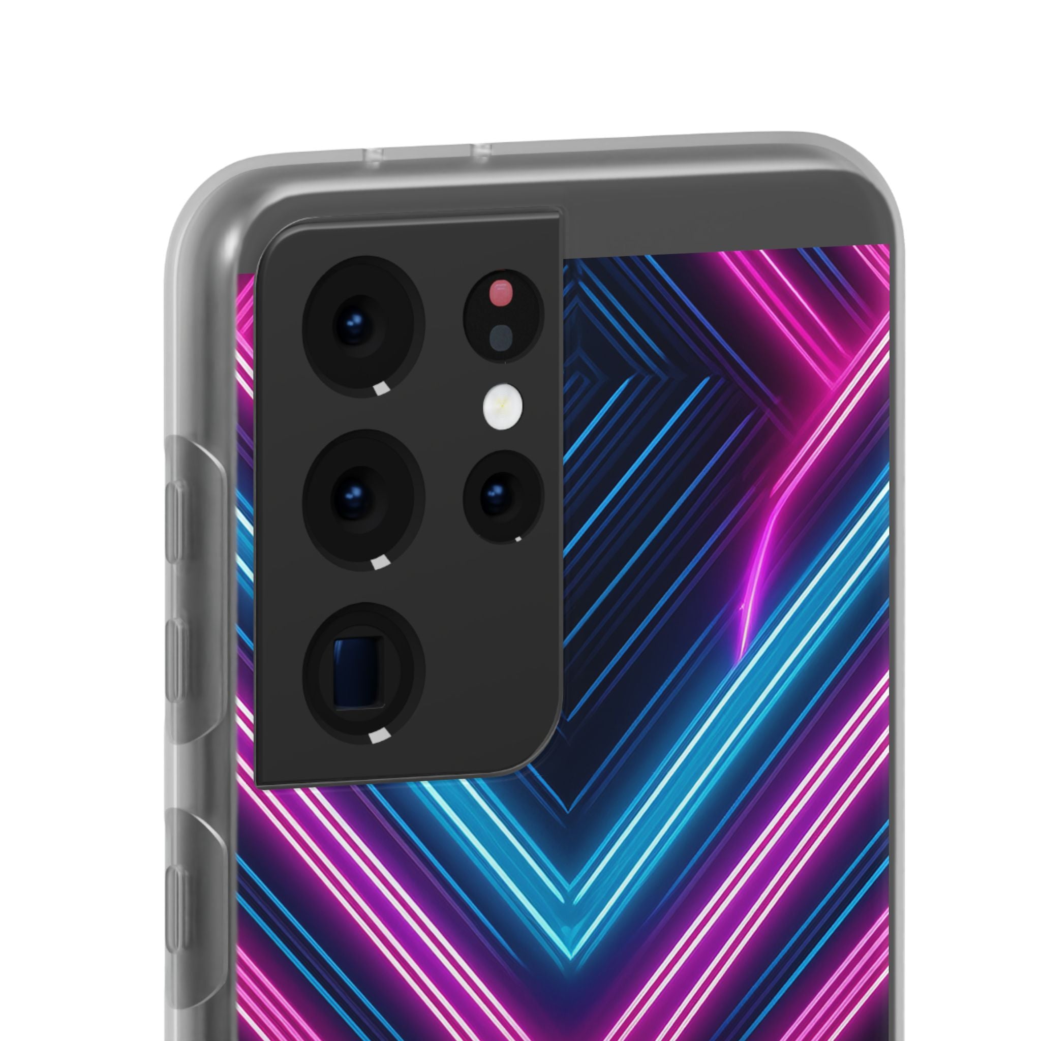 Neon Geometric Phone Case – Retro Vibes Blue & Pink Flexi Case