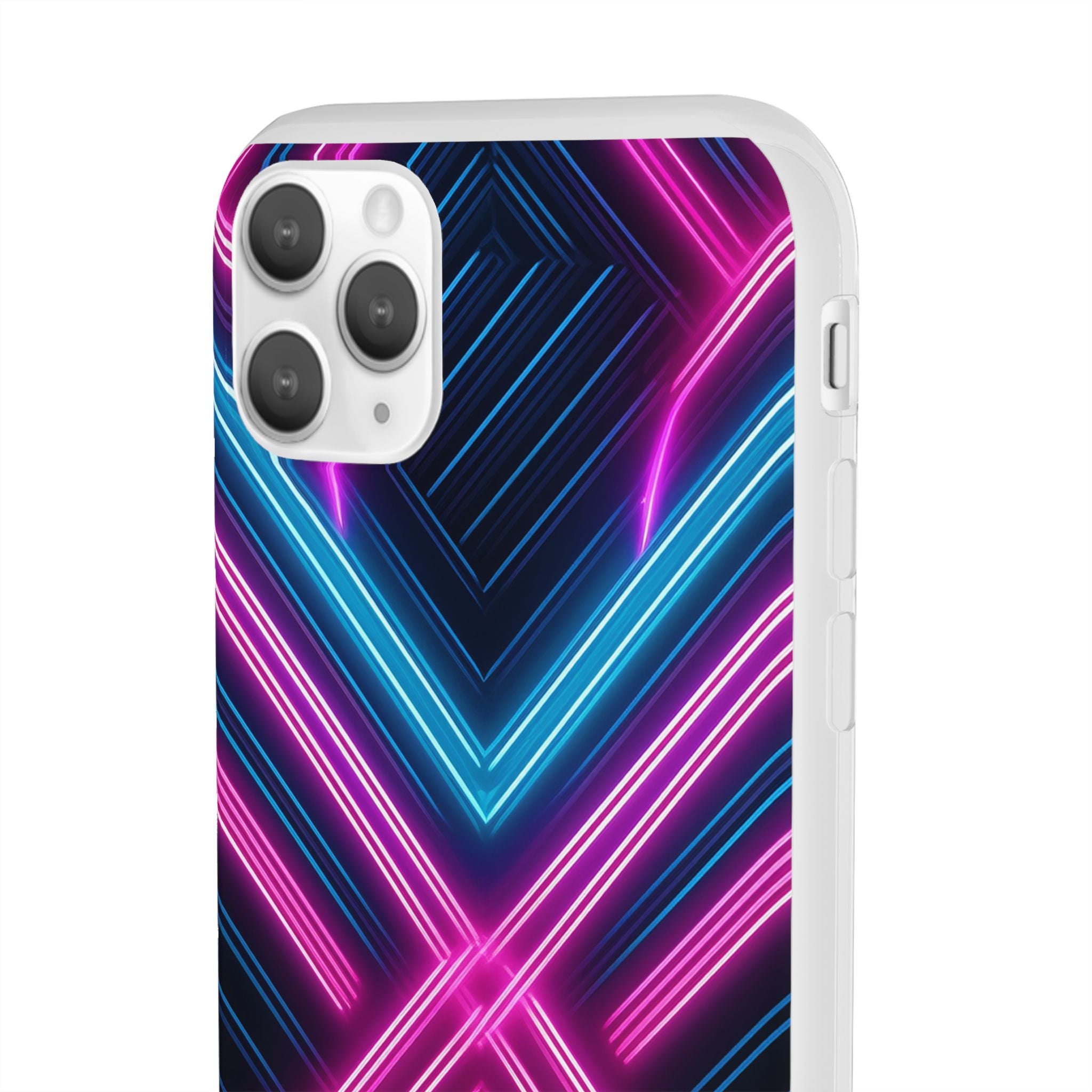 Neon Geometric Phone Case – Retro Vibes Blue & Pink Flexi Case
