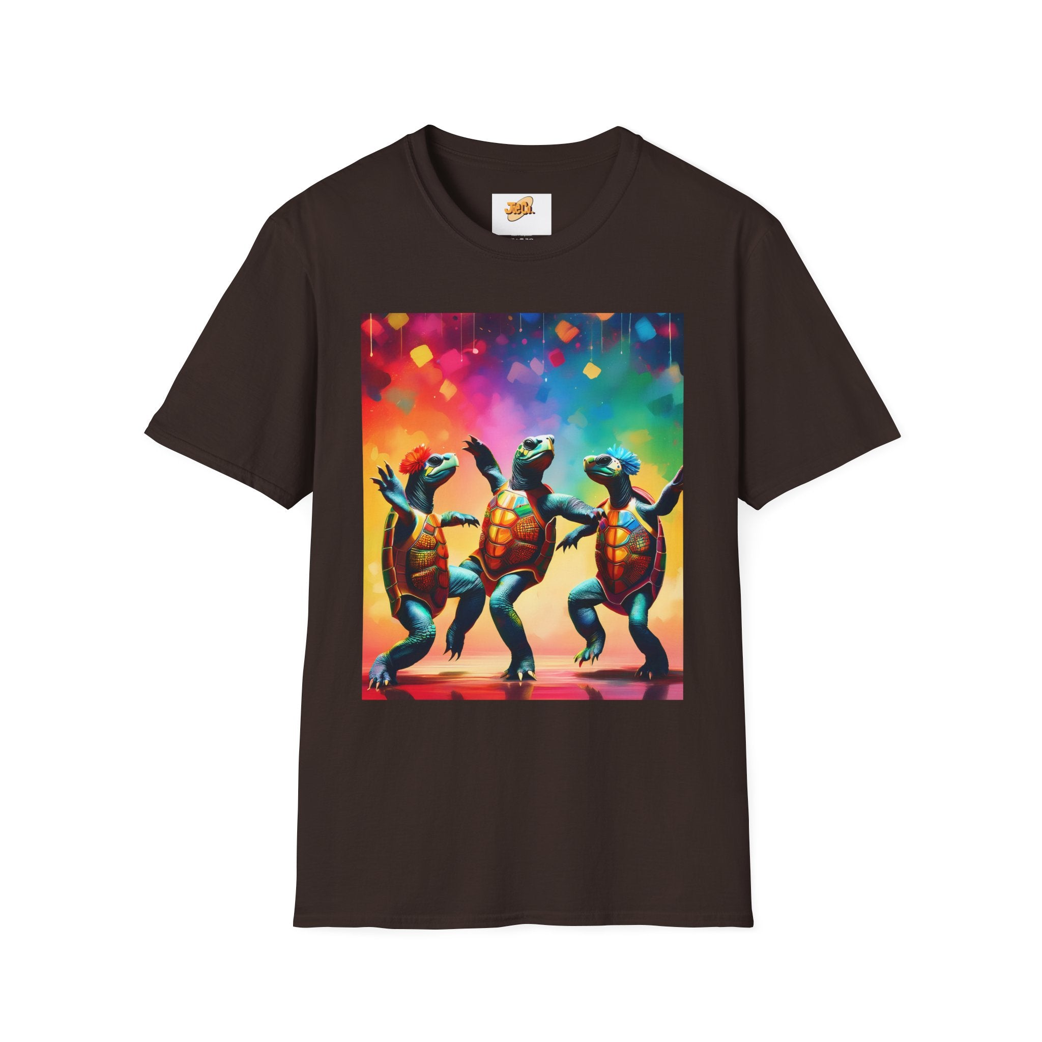 Dancing Turtles Graphic T-Shirt — Colorful Party Sea Turtle Tee