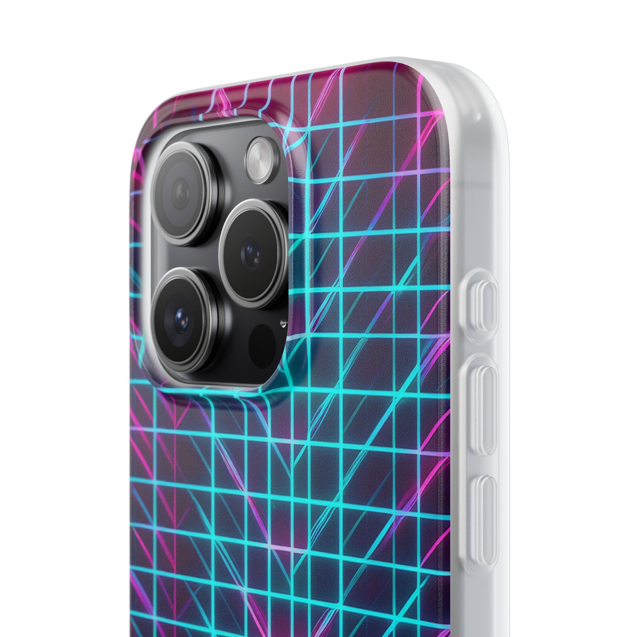 Retro Neon Grid Phone Case – 80s Vaporwave Geometric iPhone Cover
