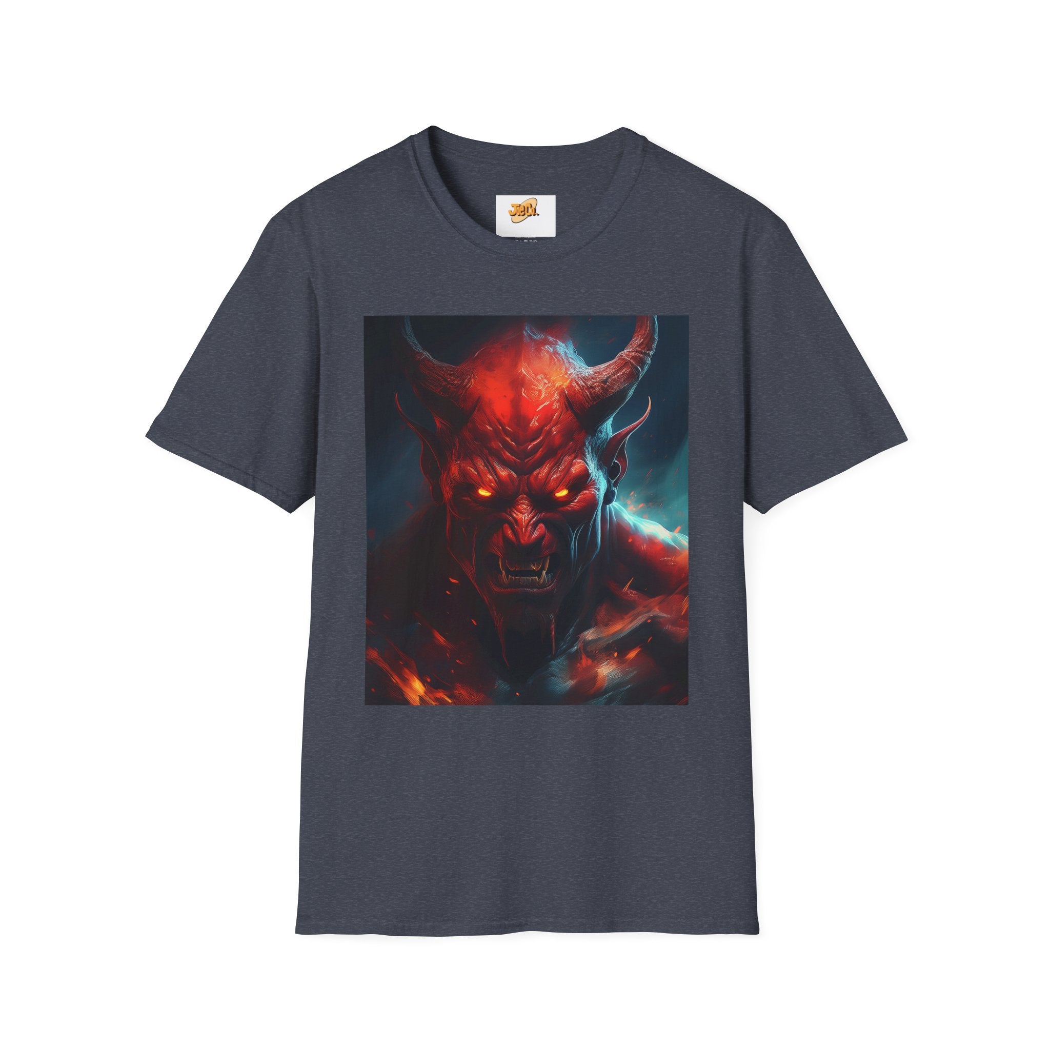 Demon Skull T-Shirt — Fiery Horned Demon Graphic Tee