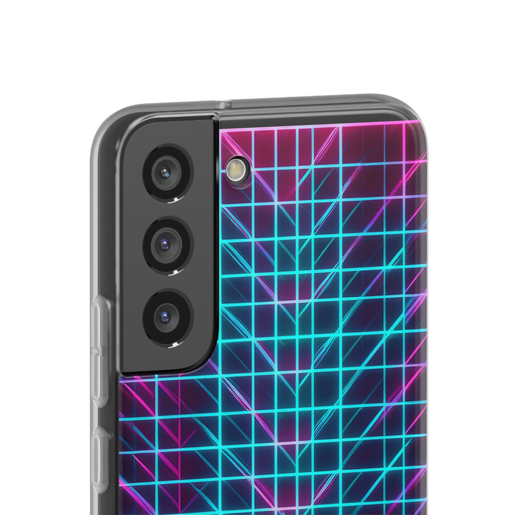 Retro Neon Grid Phone Case – 80s Vaporwave Geometric iPhone Cover