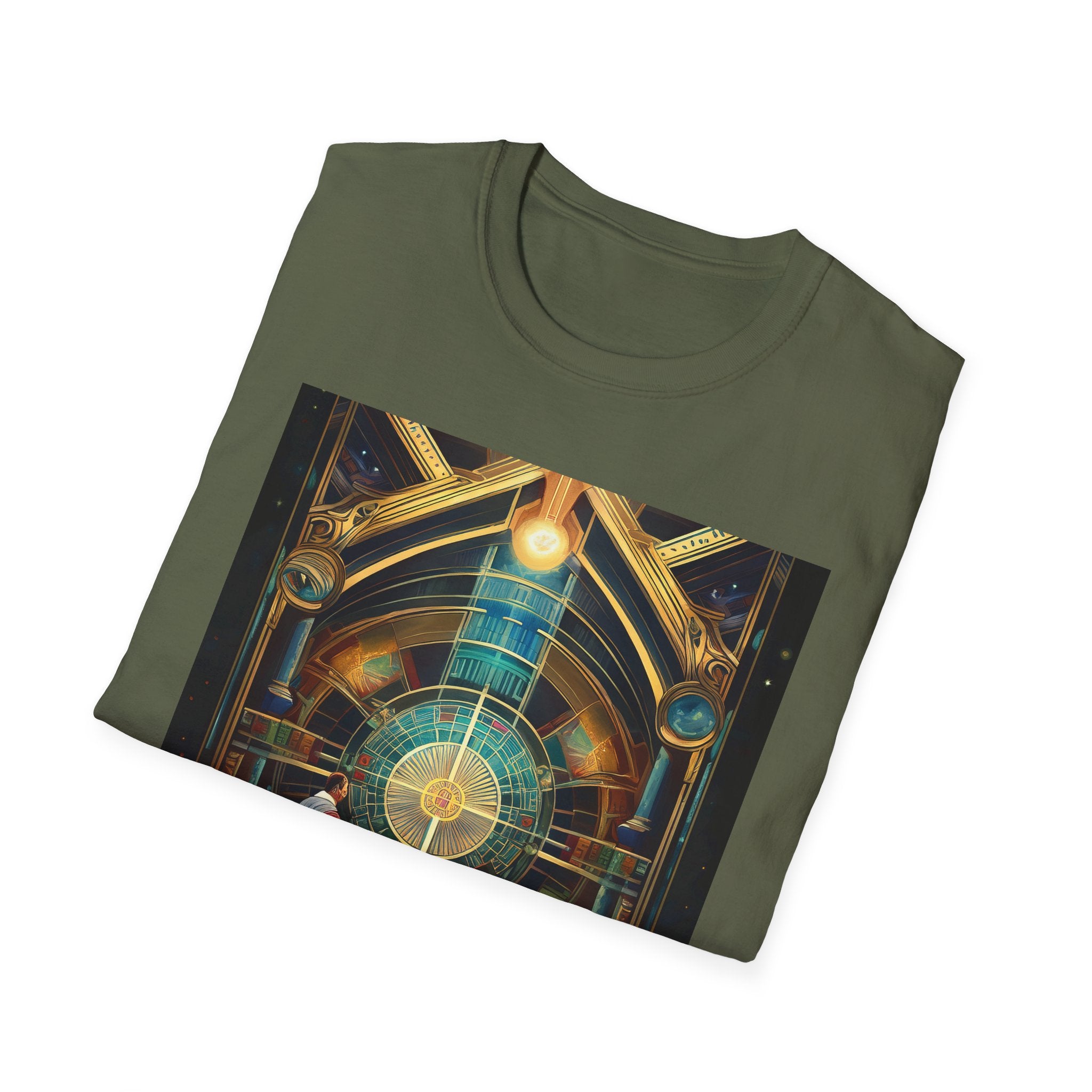 Mystic Observatory Art Tee — Cosmic Circle Gathering Graphic T-Shirt