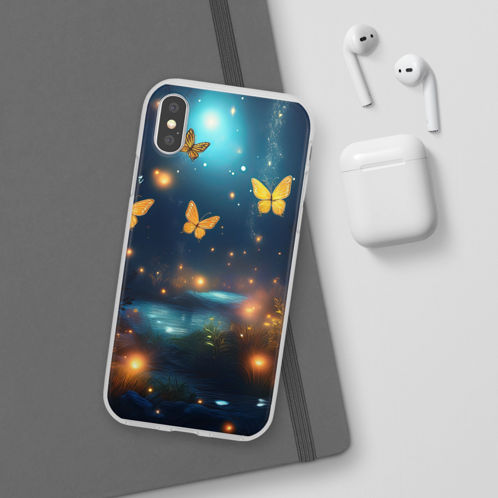Butterfly Night Sky Phone Case – Glowing Firefly Fantasy for iPhone