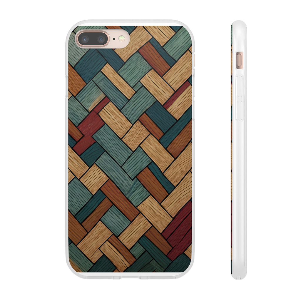 Woven Wood Pattern Phone Case — Rustic Geometric iPhone Flexi Case