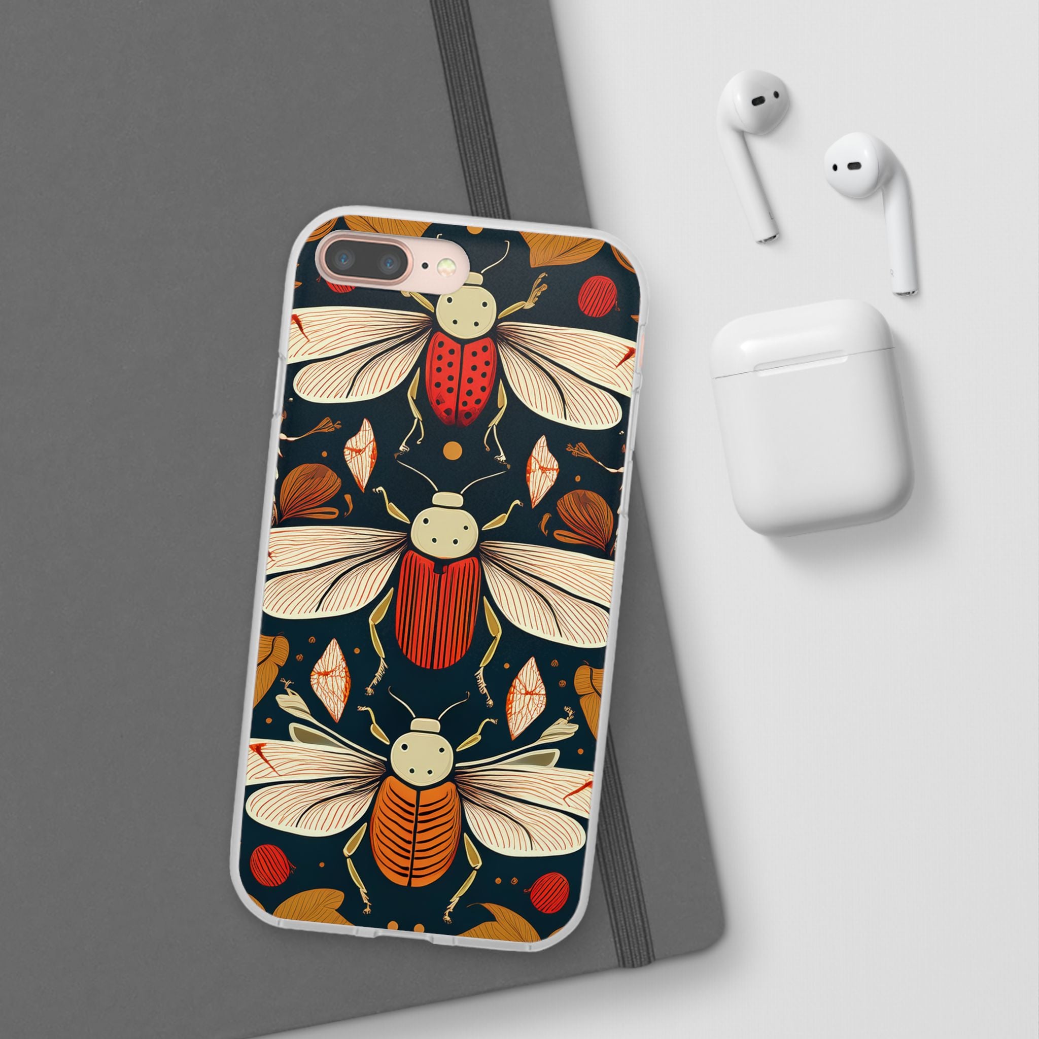 Bug Pattern Phone Case — Vintage Floral Firefly Design