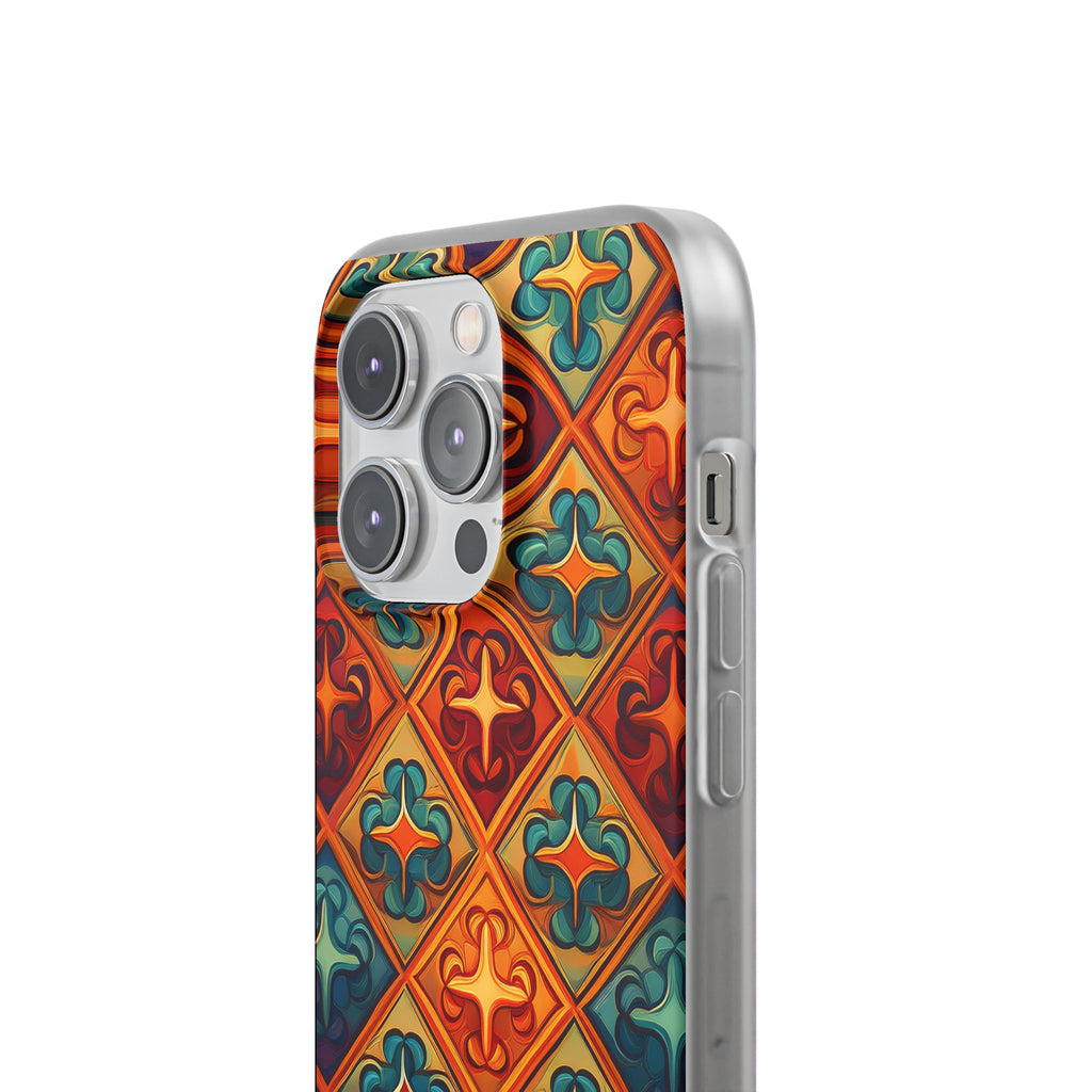 Vintage Tile Pattern Phone Case — Retro Moroccan Geometric Flexi Case