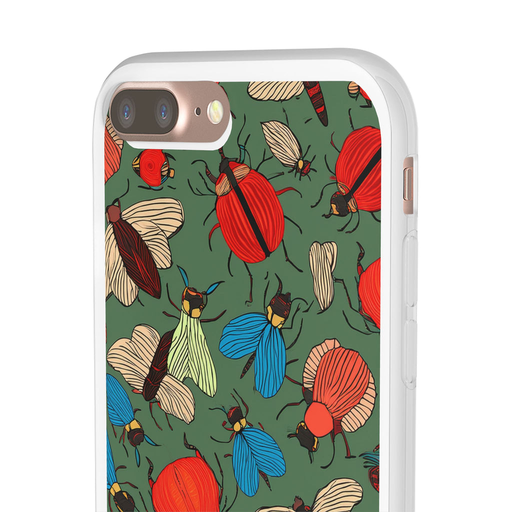 Bug Pattern Phone Case — Colorful Beetles & Flies Design