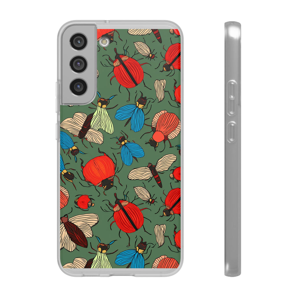 Bug Pattern Phone Case — Colorful Beetles & Flies Design
