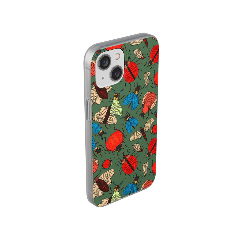Bug Pattern Phone Case — Colorful Beetles & Flies Design