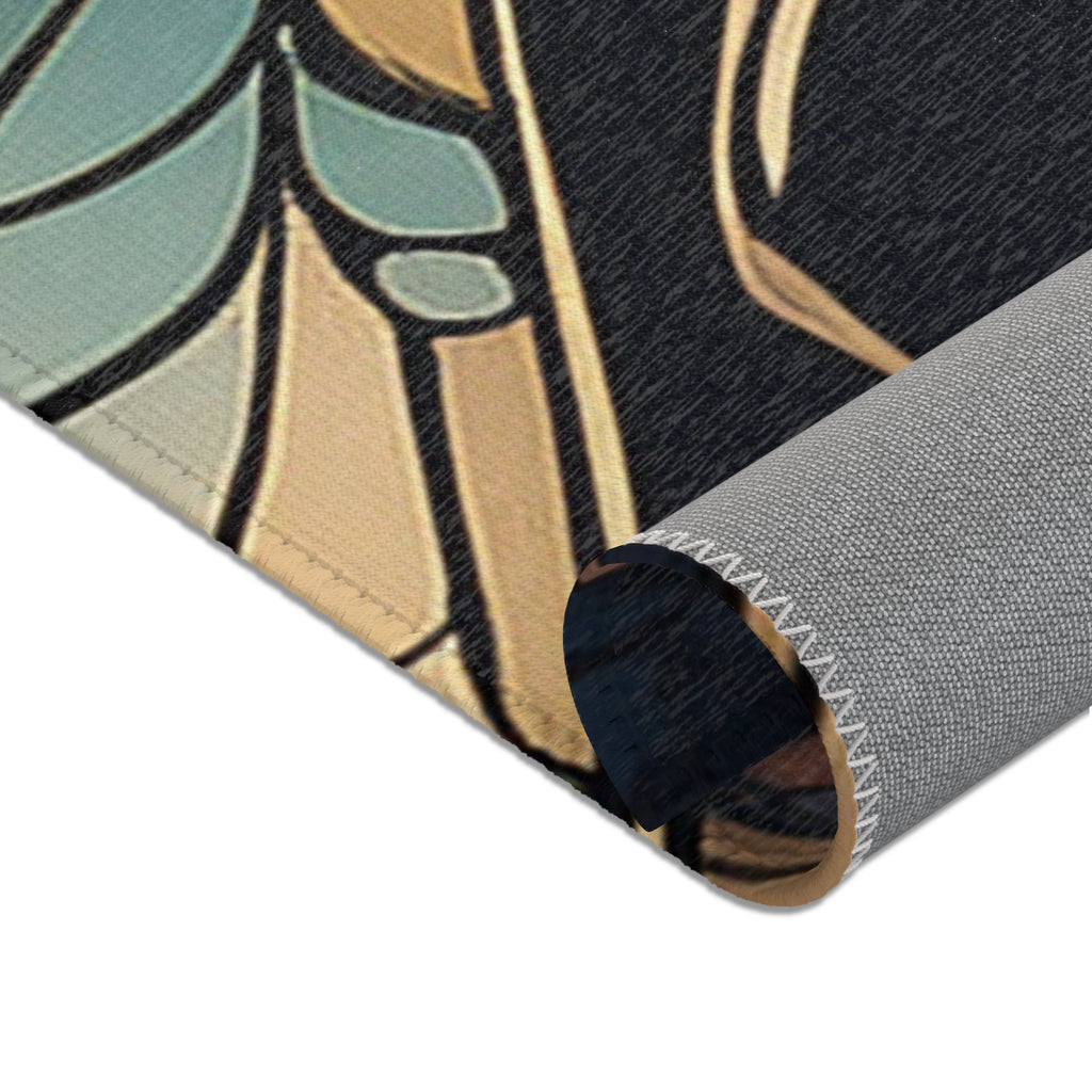 Art Nouveau Dragonfly Area Rug — Vintage Botanical Accent Rug