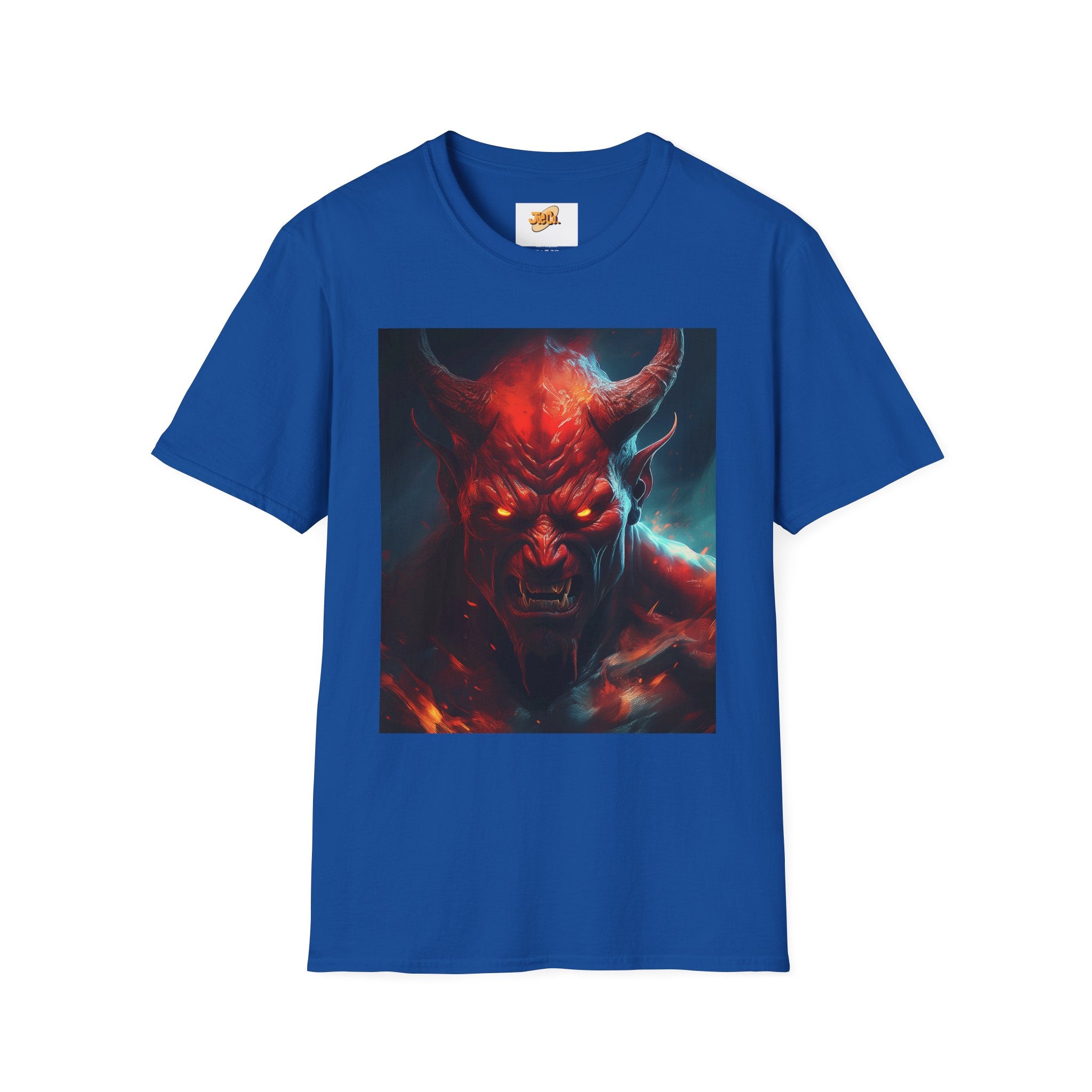 Demon Skull T-Shirt — Fiery Horned Demon Graphic Tee