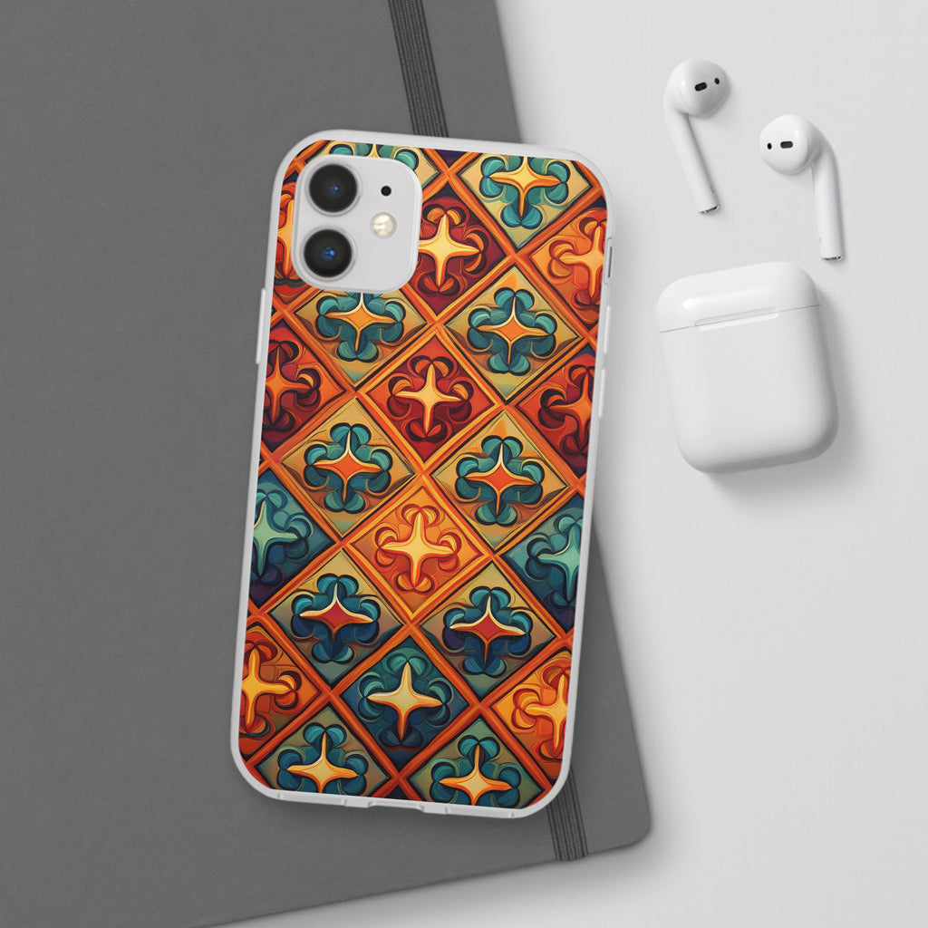 Vintage Tile Pattern Phone Case — Retro Moroccan Geometric Flexi Case
