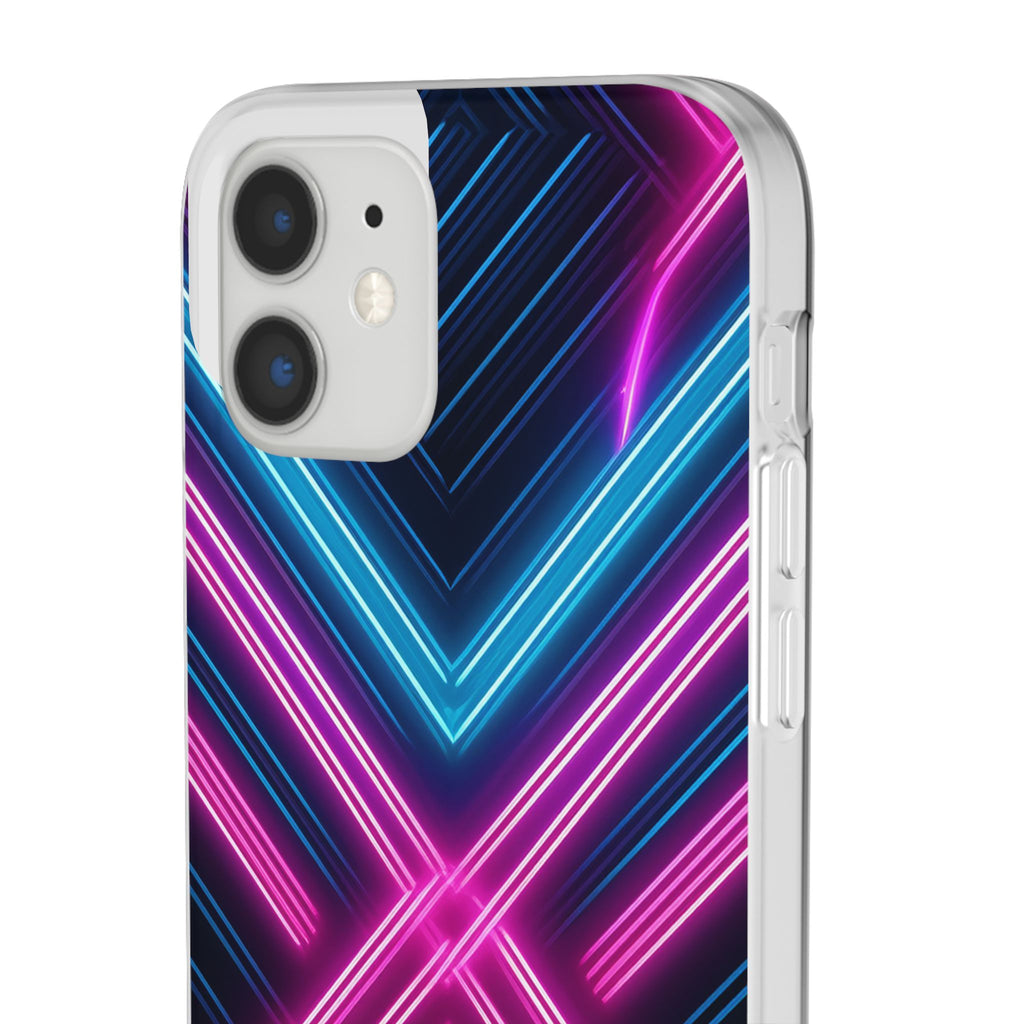 Neon Geometric Phone Case – Retro Vibes Blue & Pink Flexi Case