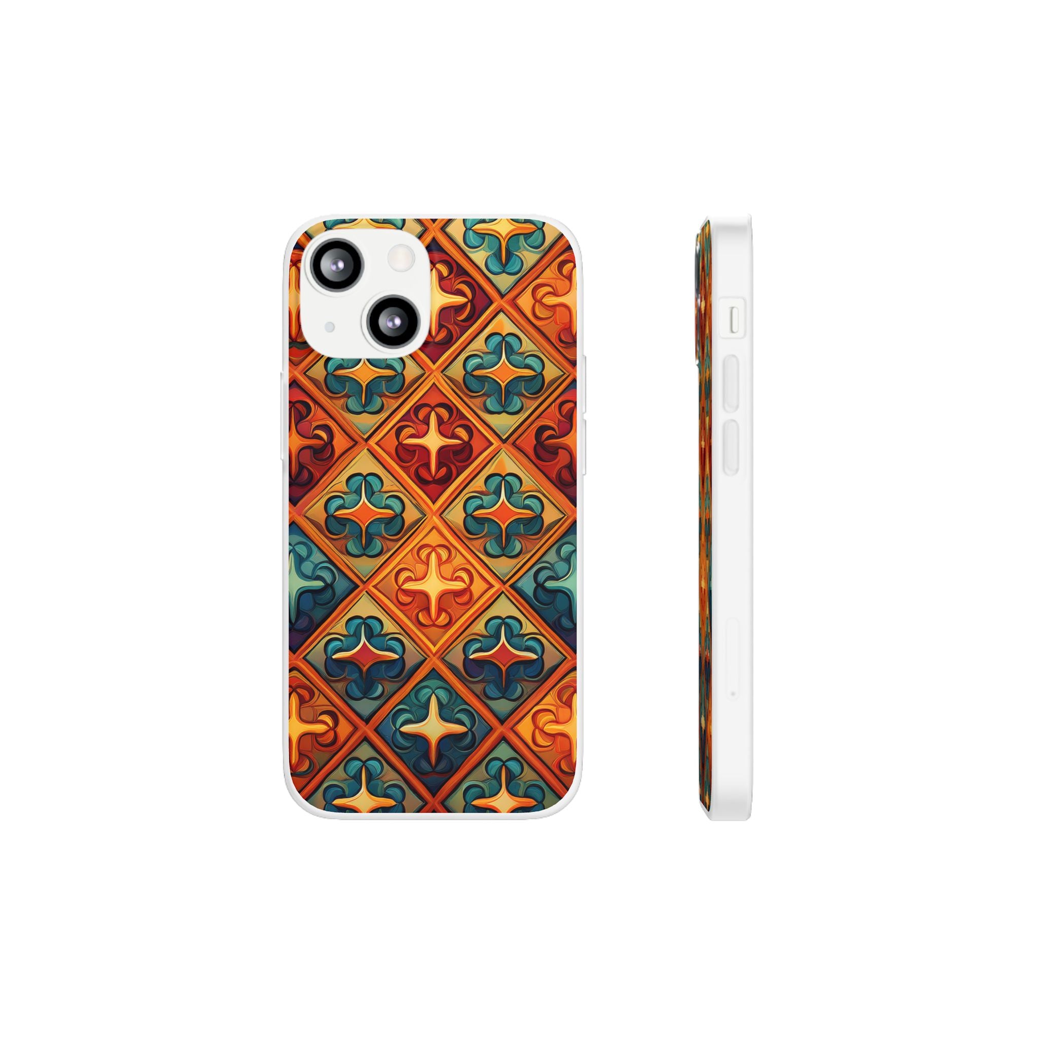 Vintage Tile Pattern Phone Case — Retro Moroccan Geometric Flexi Case
